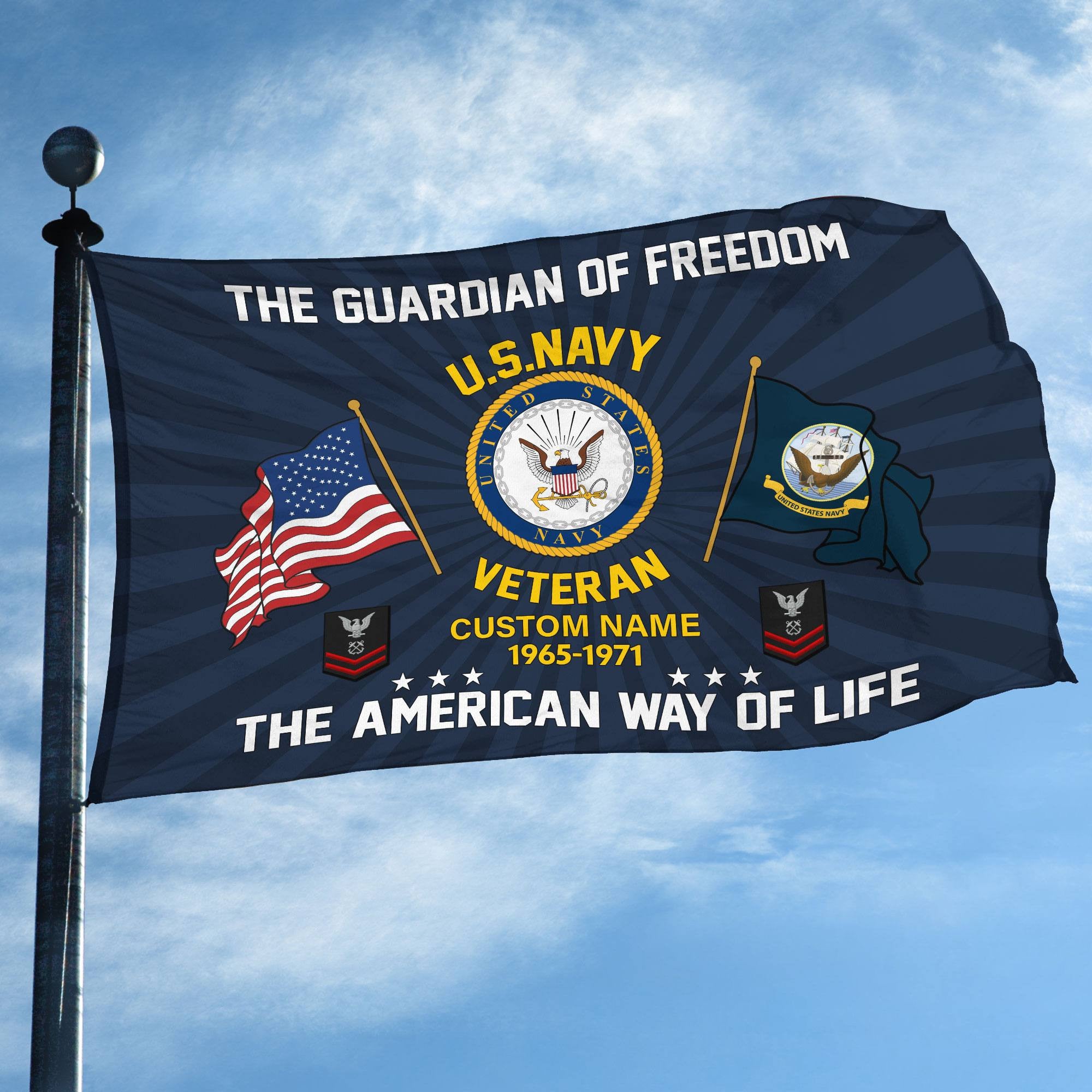 US Navy Custom Grommet Flag VPVC108302, Gifts For Navy Veteran, Best Gifts On Father's Day, Armed Forces Day, Independence Day, Veterans Day.