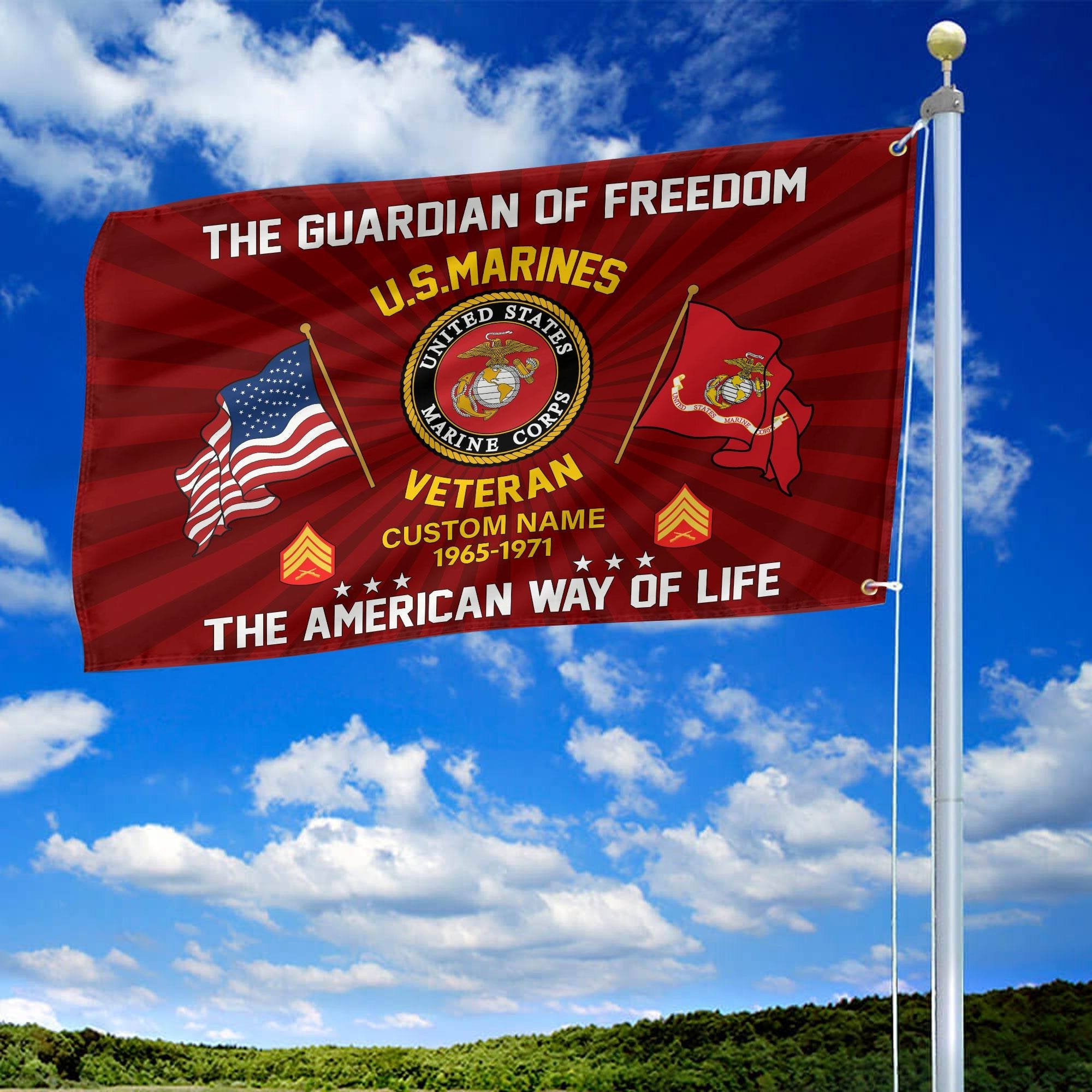 USMC Custom Grommet Flag VPVC108303, Gifts For Marine Veteran, Best Gifts On Father's Day, Armed Forces Day, Independence Day, Veterans Day.