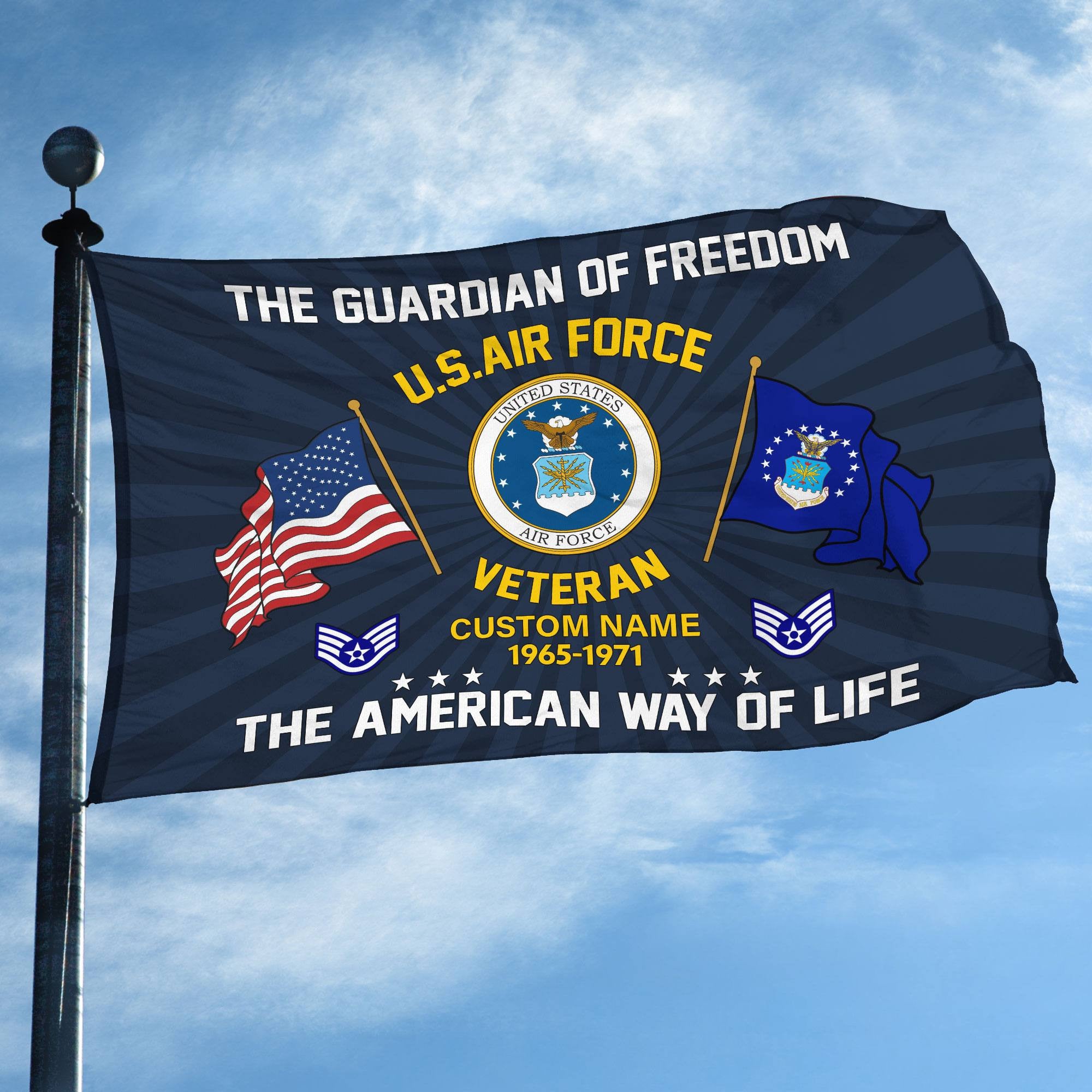 USAF Custom Grommet Flag VPVC108304, Gifts For Air Force Veteran, Best Gifts On Father's Day, Armed Forces Day, Independence Day, Veterans Day.