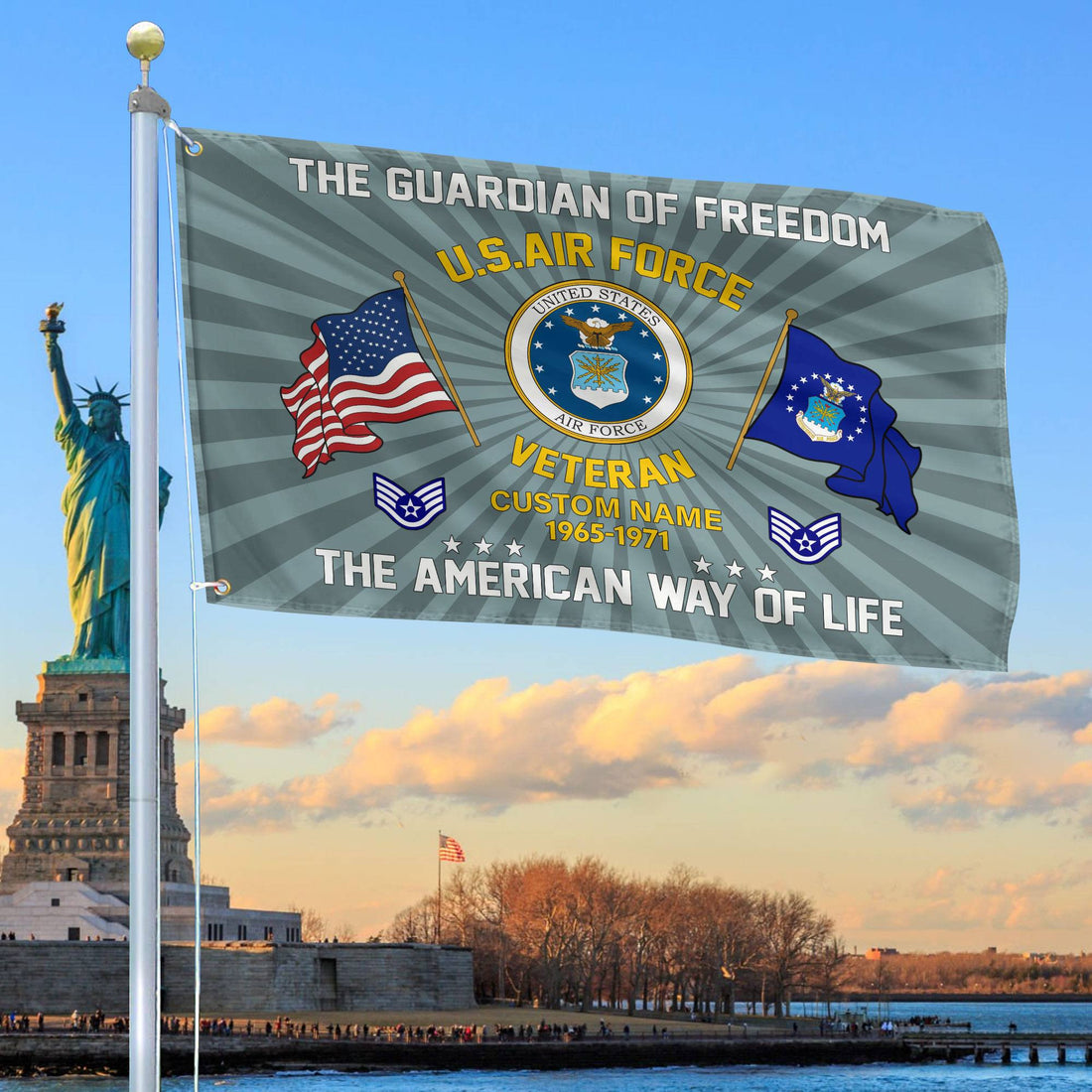 USAF Custom Grommet Flag VPVC1083012, Gifts For Air Force Veteran, Best Gifts On Father's Day, Armed Forces Day, Independence Day, Veterans Day.