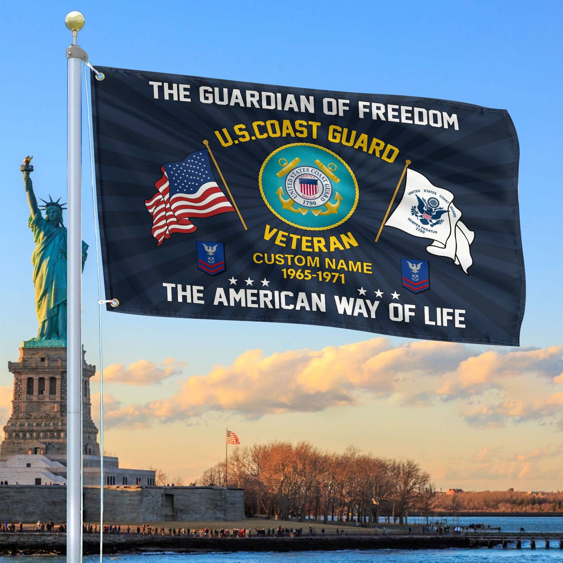USCG Custom Grommet Flag VPVC108305, Gifts For Coast Guard Veteran, Best Gifts On Father's Day, Armed Forces Day, Independence Day, Veterans Day.