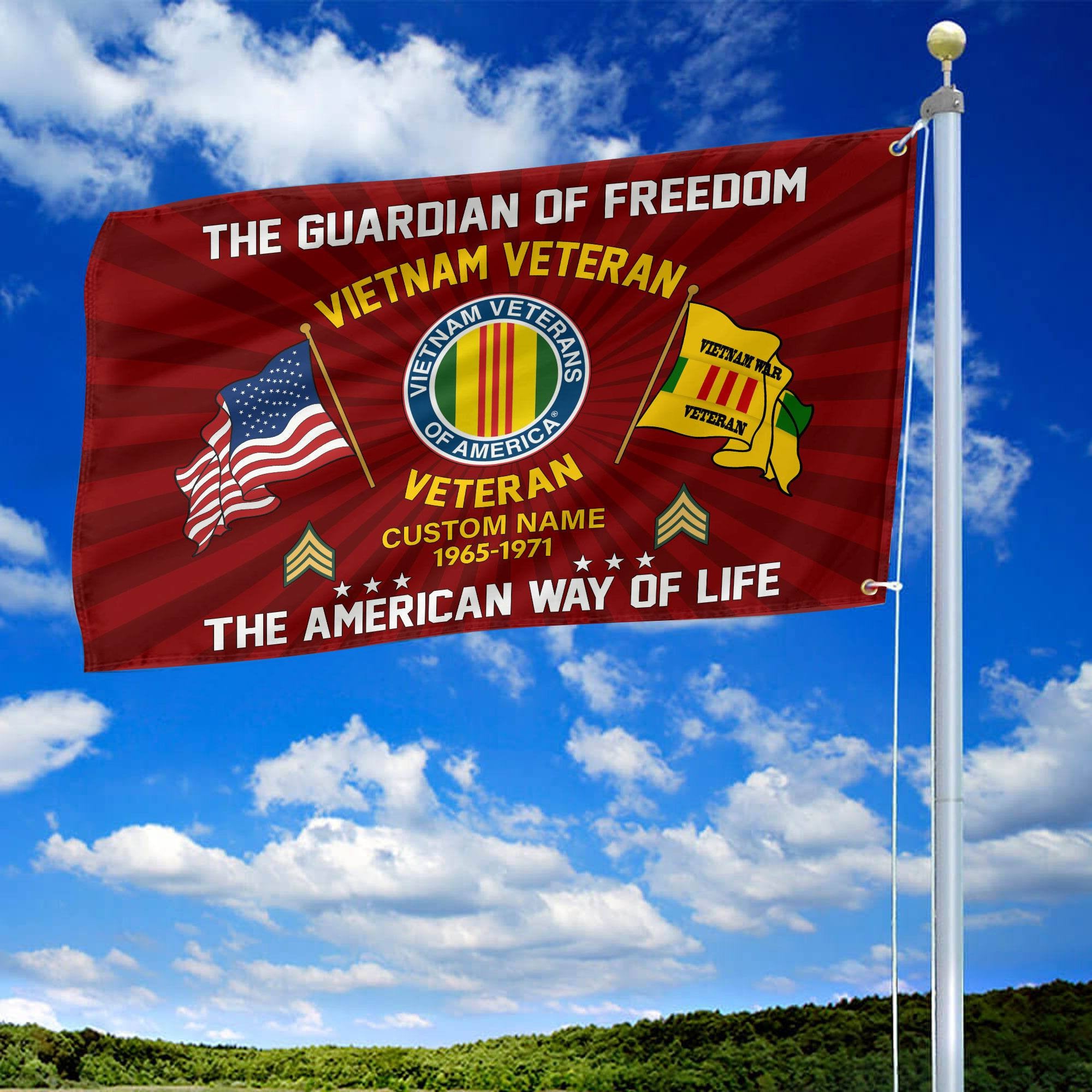 Vietnam Veteran Custom Grommet Flag VPVC108306, Gifts For Vietnam Veteran, Best Gifts On Father's Day, Armed Forces Day, Independence Day, Veterans Day.