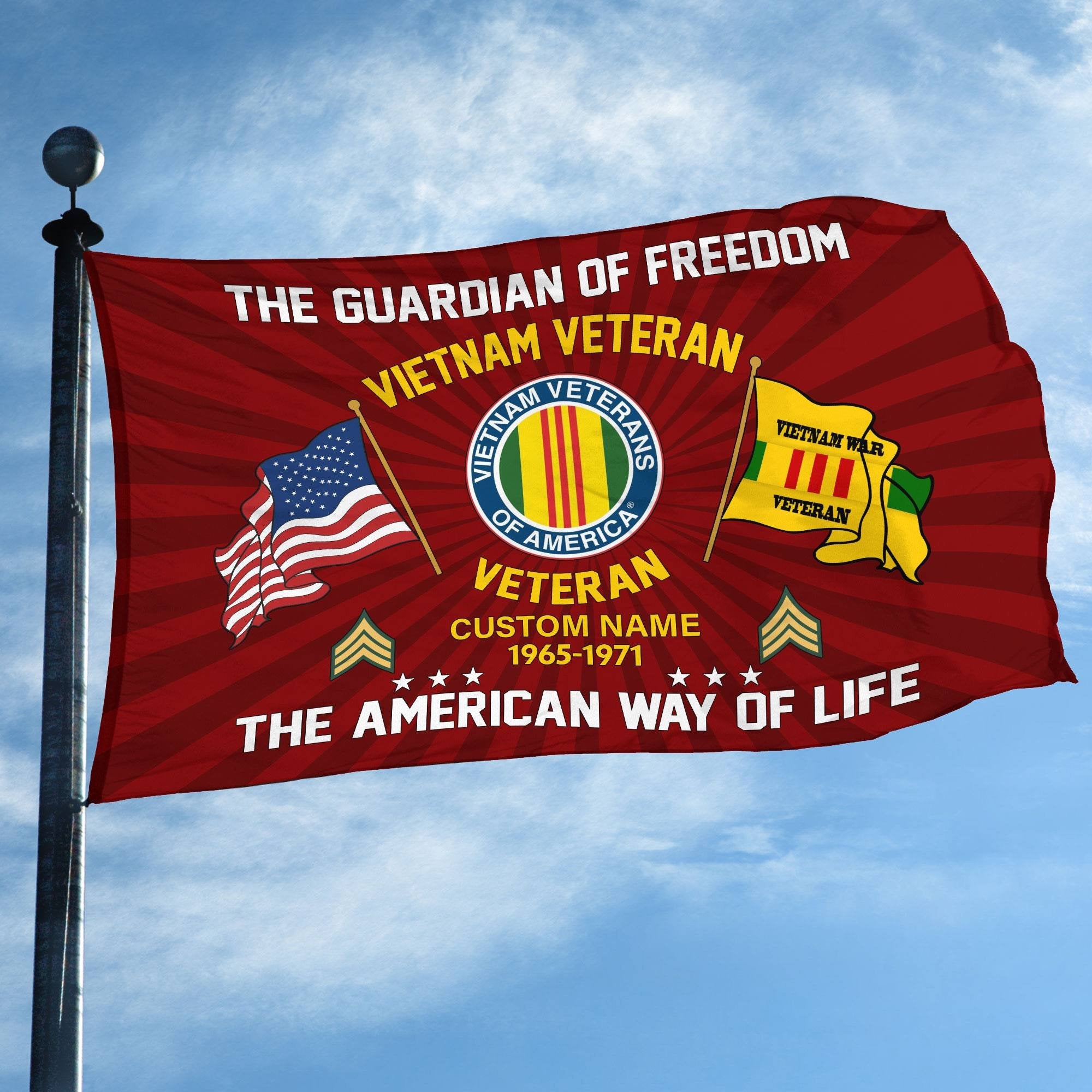 Vietnam Veteran Custom Grommet Flag VPVC108306, Gifts For Vietnam Veteran, Best Gifts On Father's Day, Armed Forces Day, Independence Day, Veterans Day.