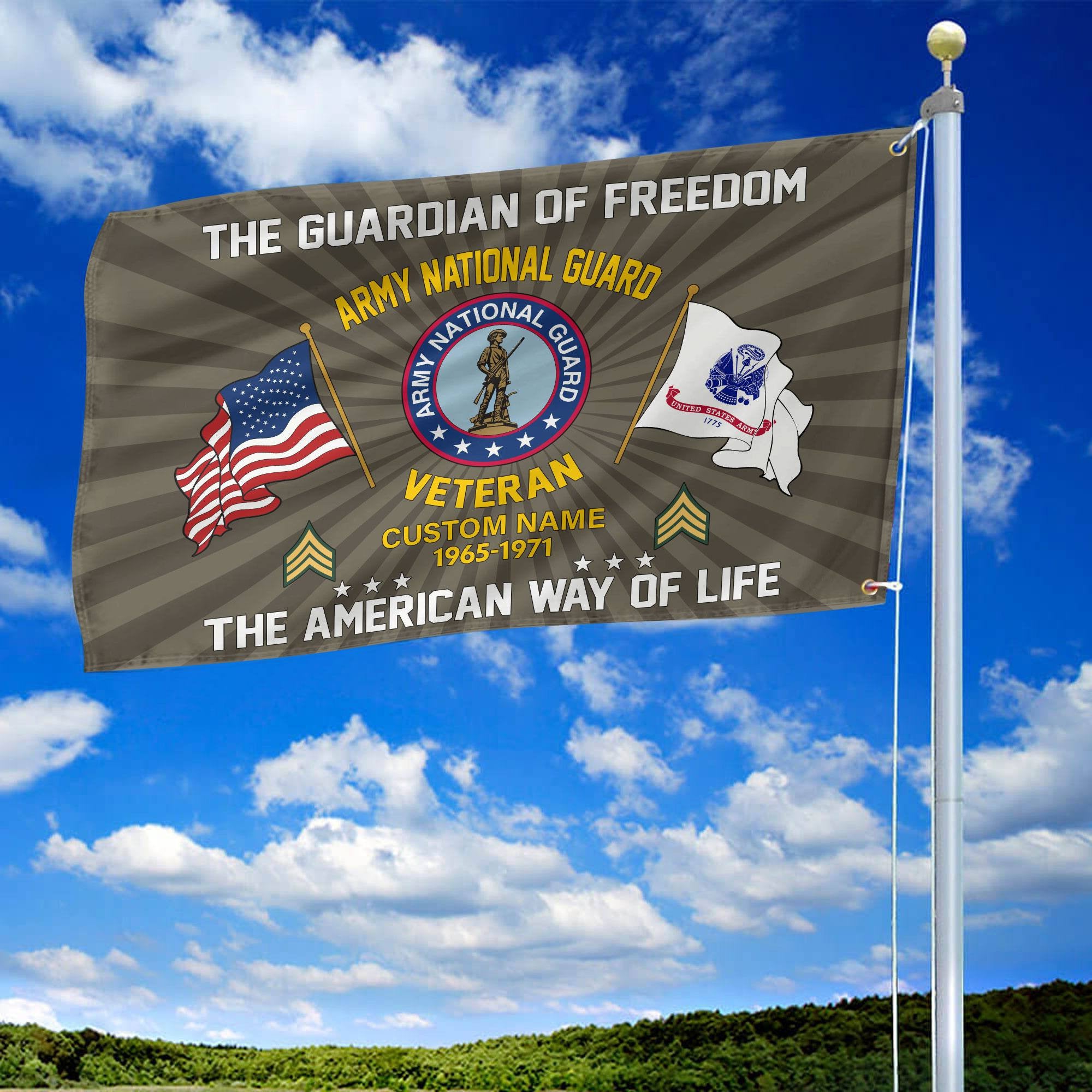US Army National Guard Custom Grommet Flag VPVC108308, Gifts For Army National Guard Veteran, Best Gifts On Father's Day, Armed Forces Day, Independence Day, Veterans Day.