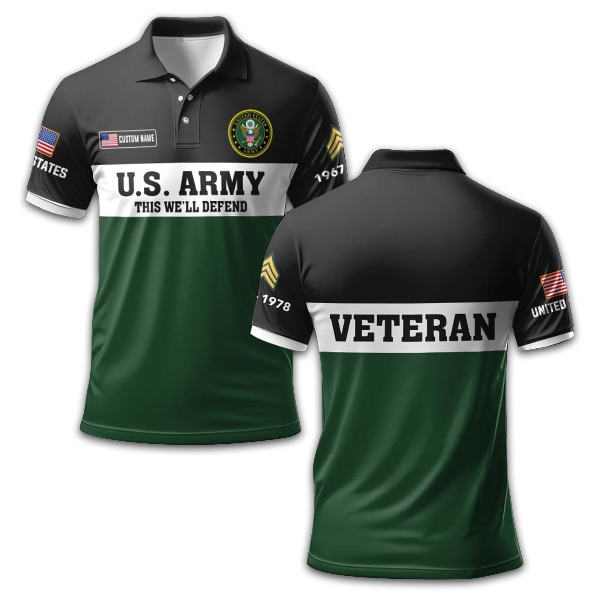 US Army Custom Polo Shirt VPVC213401, Gifts For Army Veteran, Best Gifts On Father's Day, Armed Forces Day, Independence Day, Veterans Day.