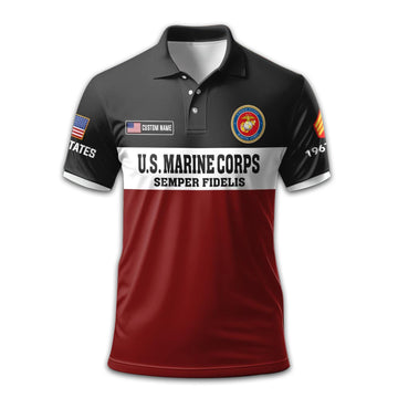 USMC Custom Polo Shirt VPVC213403, Gifts For Marine Veteran, Best Gifts On Father's Day, Armed Forces Day, Independence Day, Veterans Day.