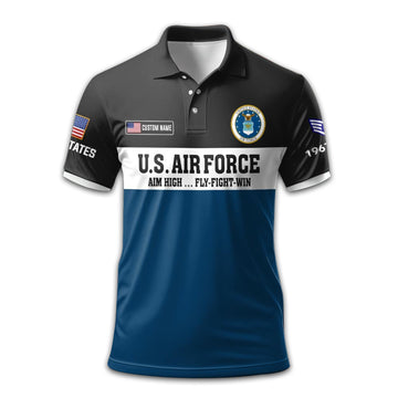 USAF Custom Polo Shirt VPVC213404, Gifts For Air Force Veteran, Best Gifts On Father's Day, Armed Forces Day, Independence Day, Veterans Day.