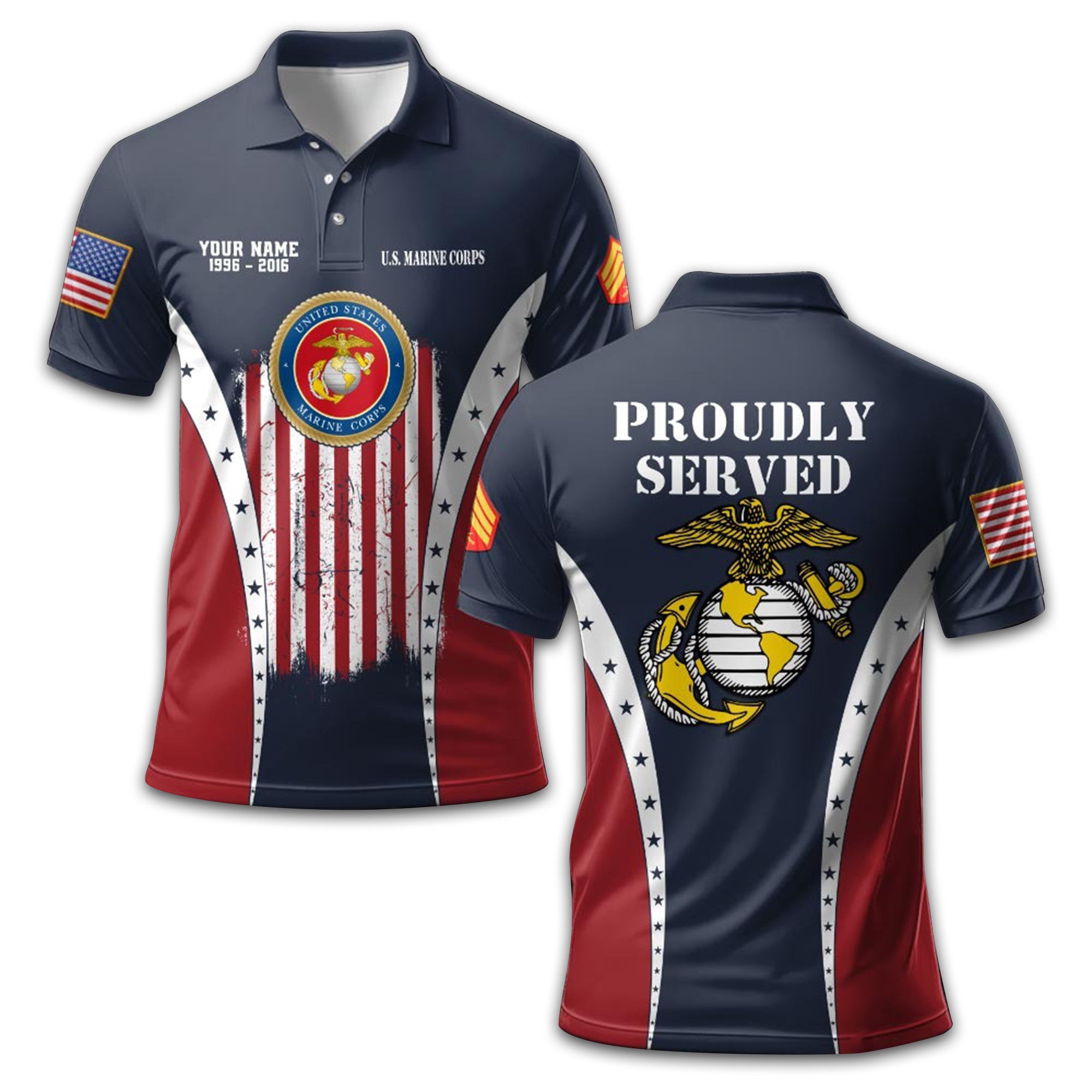 USMC Custom Polo Shirt VPVC213608, Gifts For Marine Veteran, Best Gifts On Father's Day, Armed Forces Day, Independence Day, Veterans Day.