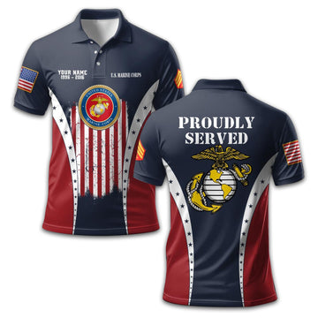 USMC Custom Polo Shirt VPVC213608, Gifts For Marine Veteran, Best Gifts On Father's Day, Armed Forces Day, Independence Day, Veterans Day.