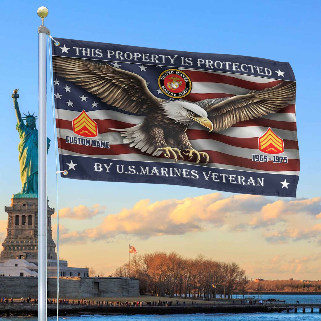 Unique Custom Name, Rank, Year, USMC Grommet Flag VPVC108503, Gifts For Marine Veteran, Gifts For Dad, For Husband, Best Gifts On Father's Day, Independence Day, Veterans Day.