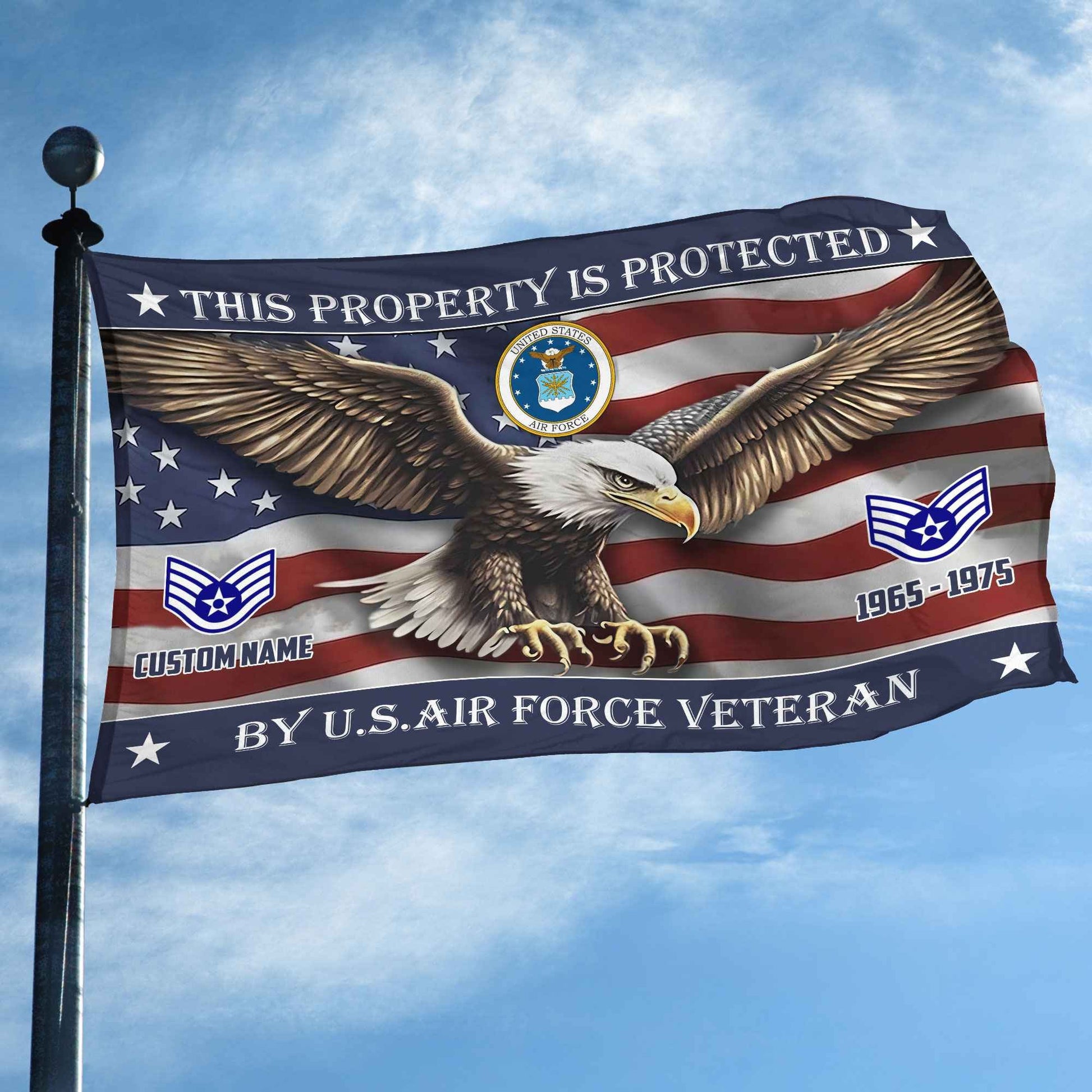 Unique Custom Name, Rank, Year, USAF Grommet Flag VPVC108504, Gifts For Airforce Veteran, Gifts For Dad, For Husband, Best Gifts On Father's Day, Independence Day, Veterans Day.