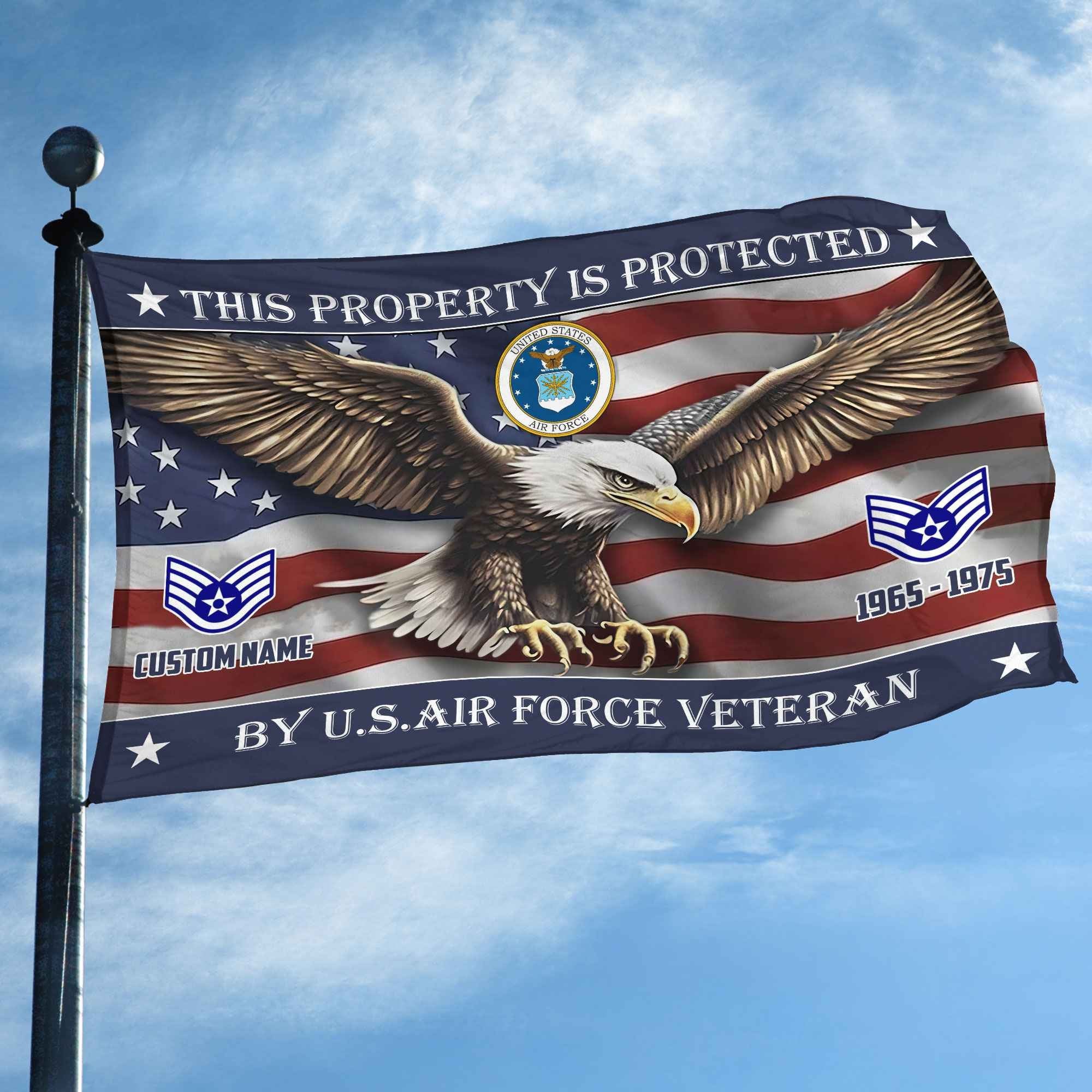 Unique Custom Name, Rank, Year, USAF Grommet Flag VPVC108504, Gifts For Airforce Veteran, Gifts For Dad, For Husband, Best Gifts On Father's Day, Independence Day, Veterans Day.