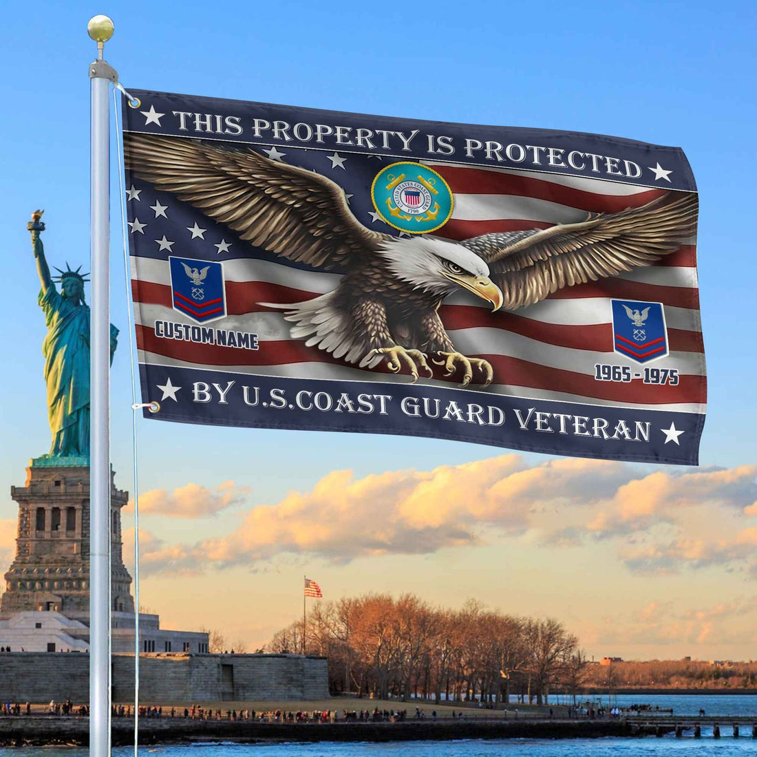 Unique Custom Name, Rank, Year, USCG Grommet Flag VPVC108505, Gifts For Coast Guard Veteran, Gifts For Dad, For Husband, Best Gifts On Father's Day, Independence Day, Veterans Day.