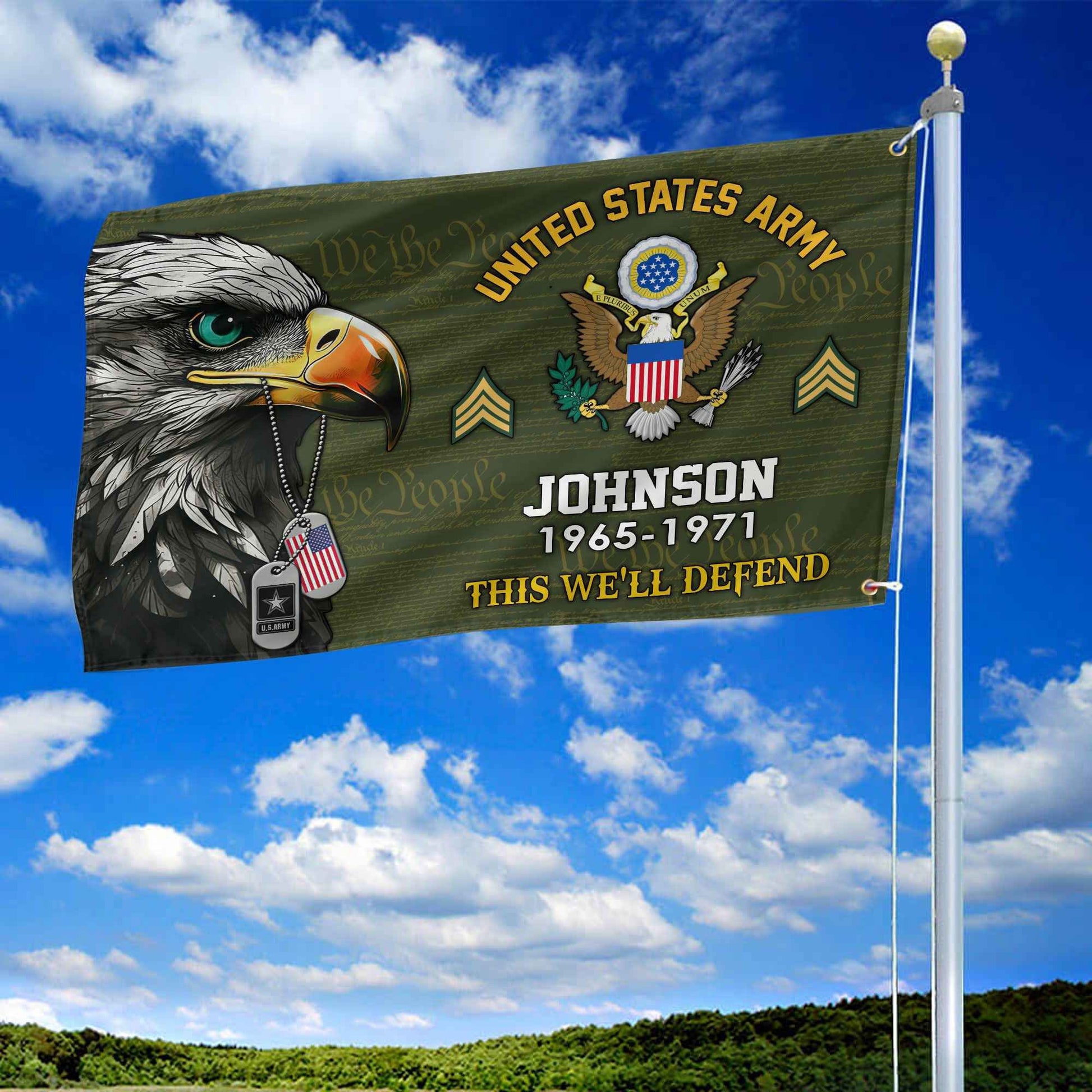 US Army Custom Grommet Flag VPVC108801, Gifts For Army Veteran, Best Gifts On Father's Day, Armed Forces Day, Independence Day, Veterans Day.