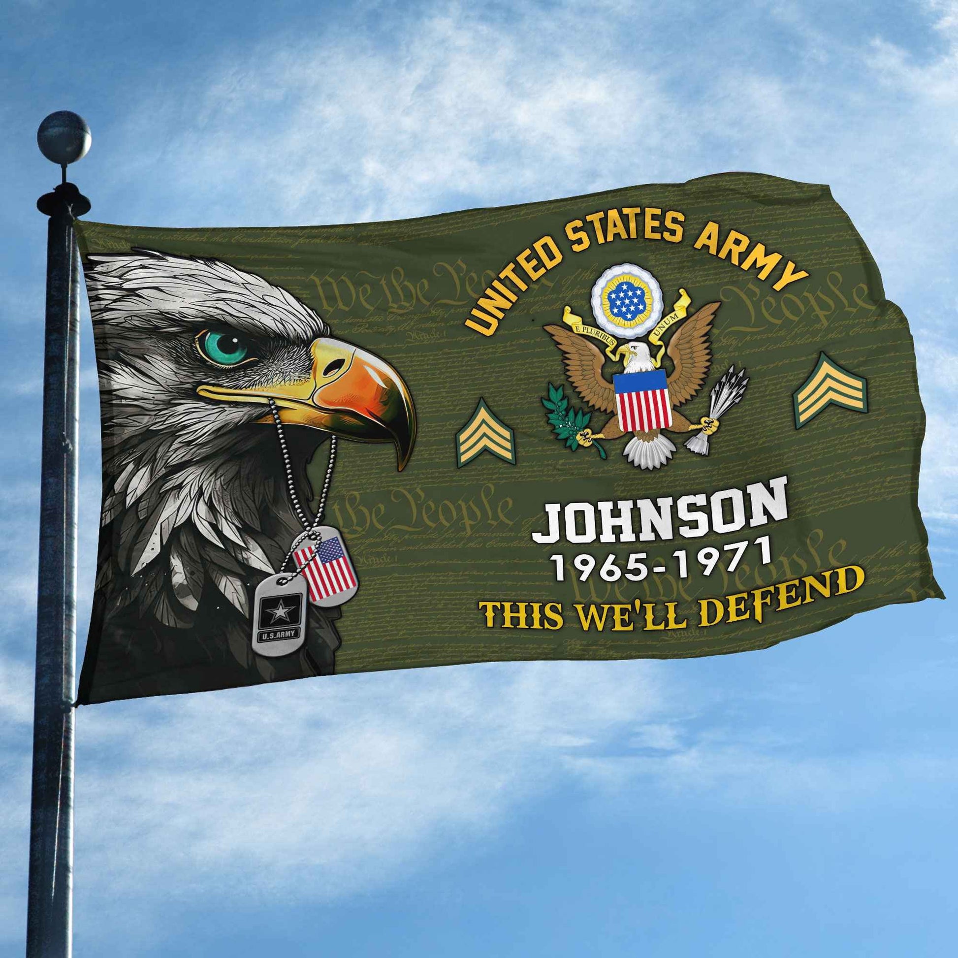 US Army Custom Grommet Flag VPVC108801, Gifts For Army Veteran, Best Gifts On Father's Day, Armed Forces Day, Independence Day, Veterans Day.