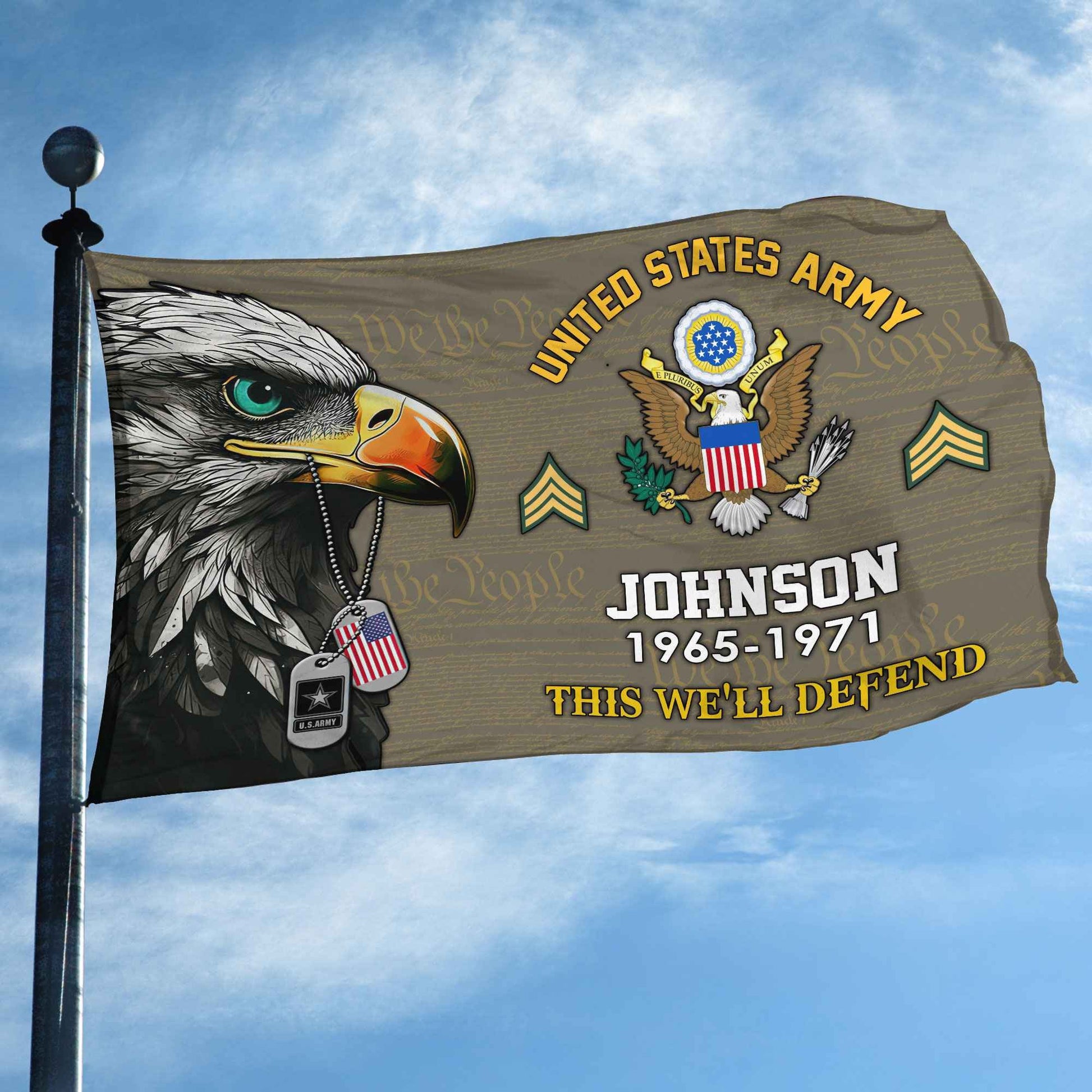 US Army Custom Grommet Flag VPVC108810, Gifts For Army Veteran, Best Gifts On Father's Day, Armed Forces Day, Independence Day, Veterans Day.