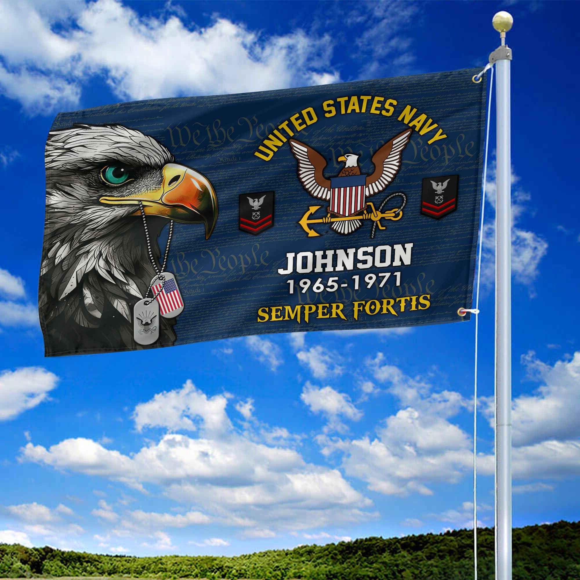 US Navy Custom Grommet Flag VPVC108802, Gifts For Navy Veteran, Best Gifts On Father's Day, Armed Forces Day, Independence Day, Veterans Day.