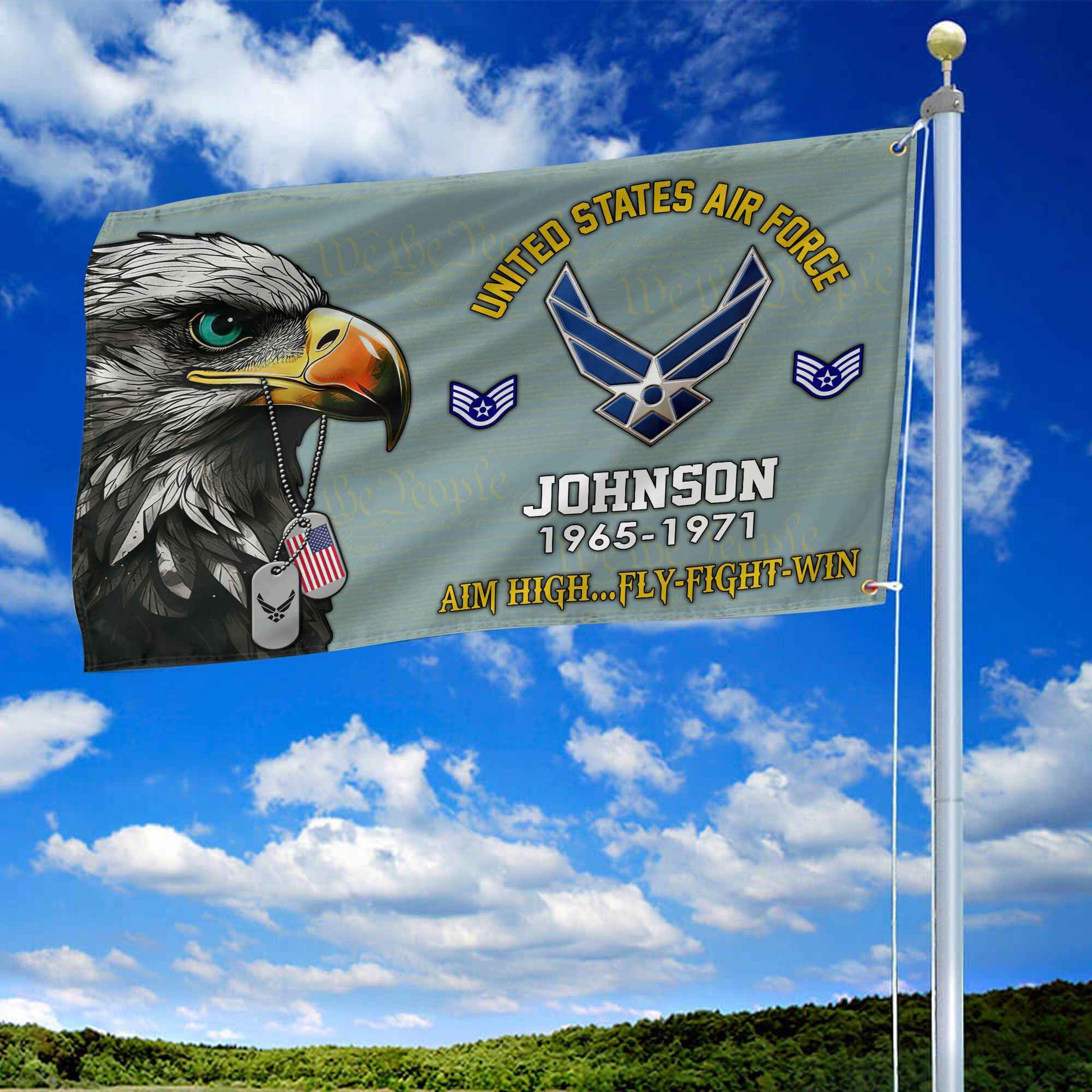 USAF Custom Grommet Flag VPVC108804, Gifts For Air Force Veteran, Best Gifts On Father's Day, Armed Forces Day, Independence Day, Veterans Day.