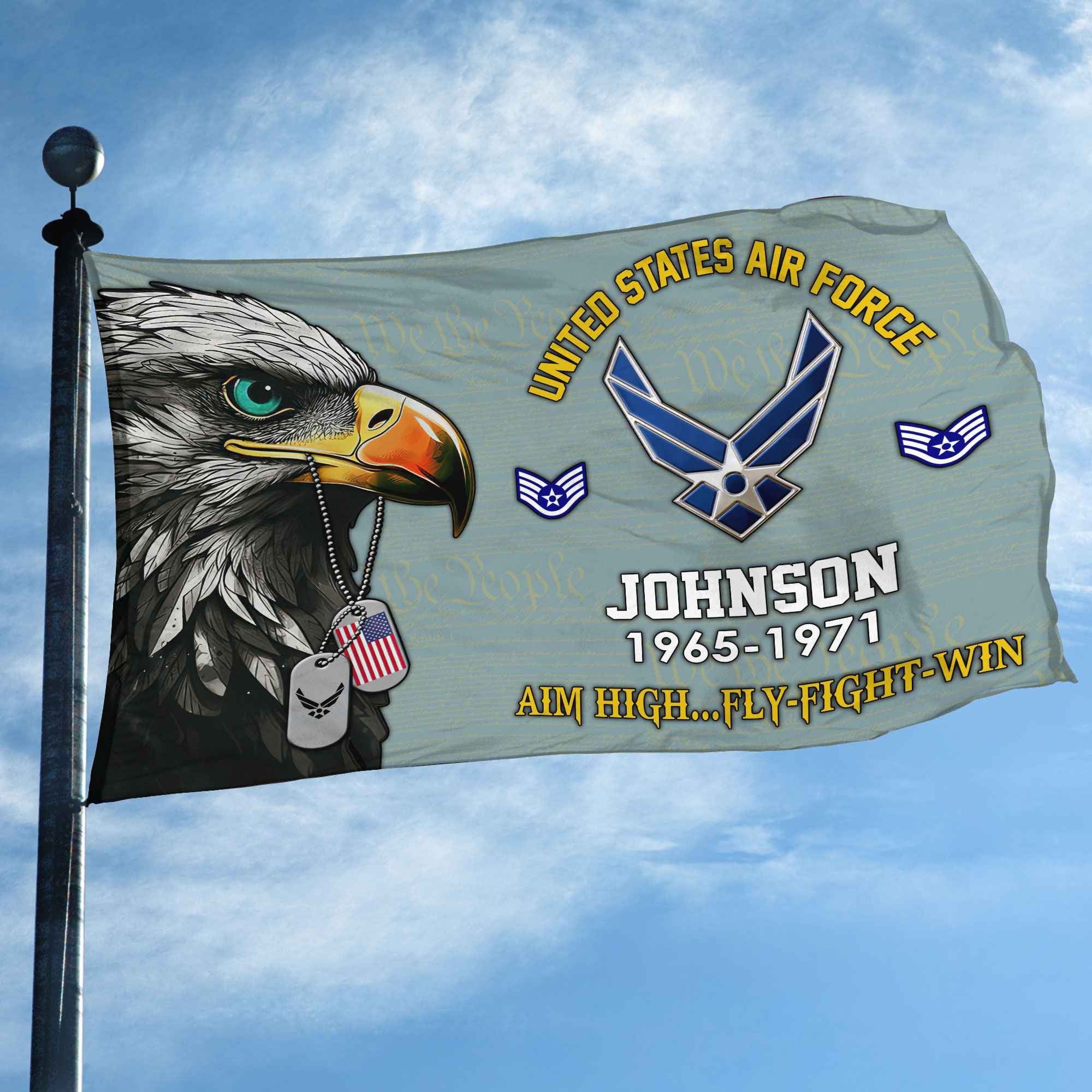 USAF Custom Grommet Flag VPVC108804, Gifts For Air Force Veteran, Best Gifts On Father's Day, Armed Forces Day, Independence Day, Veterans Day.