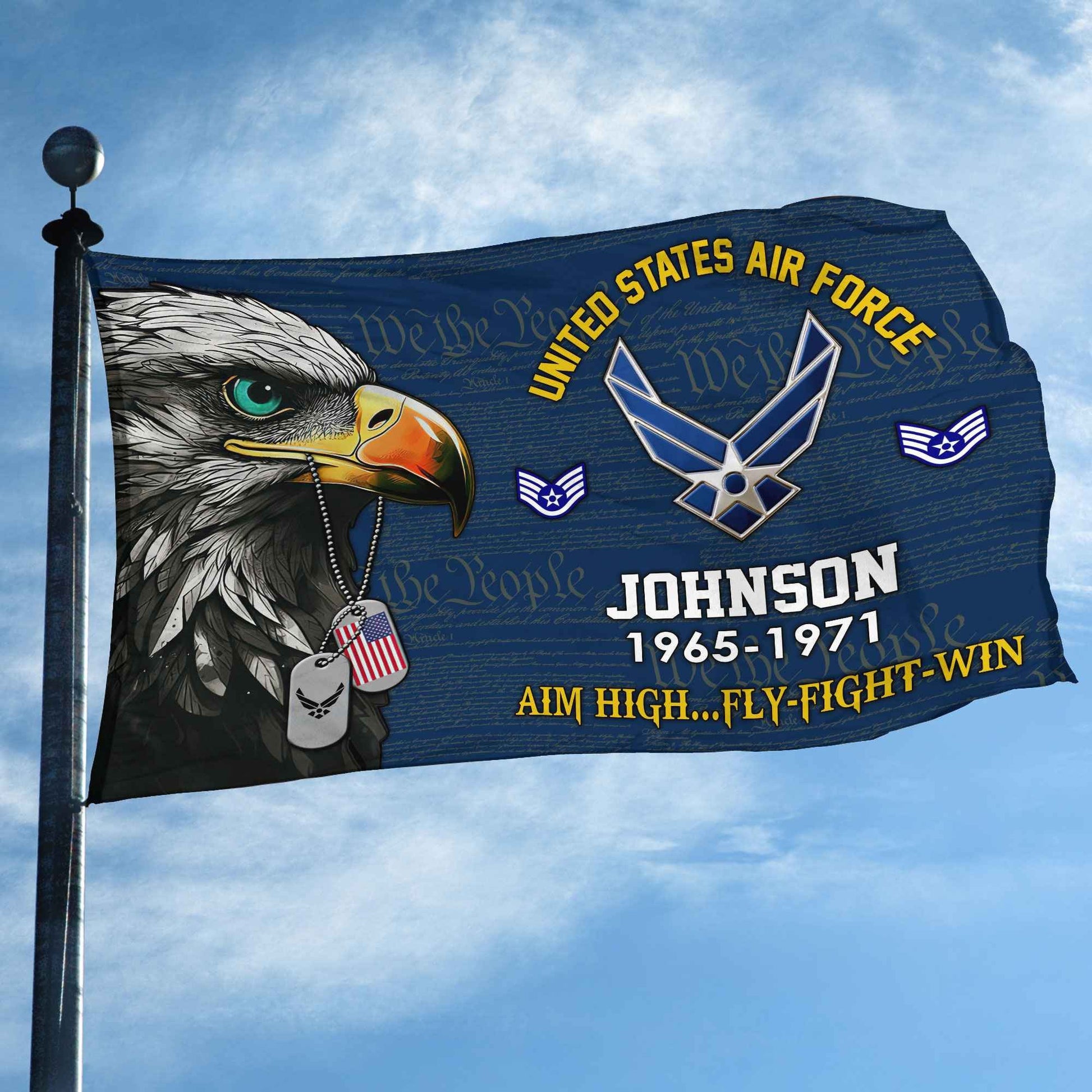 USAF Custom Grommet Flag VPVC108812, Gifts For Air Force Veteran, Best Gifts On Father's Day, Armed Forces Day, Independence Day, Veterans Day.