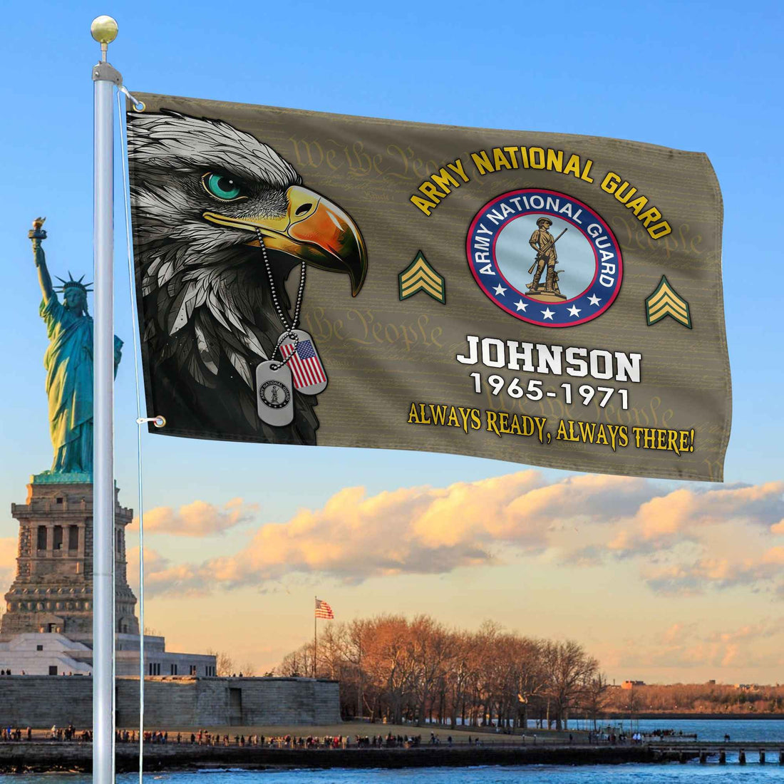 US Army National Guard Custom Grommet Flag VPVC108808, Gifts For Army National Guard Veteran, Best Gifts On Father's Day, Armed Forces Day, Independence Day, Veterans Day.