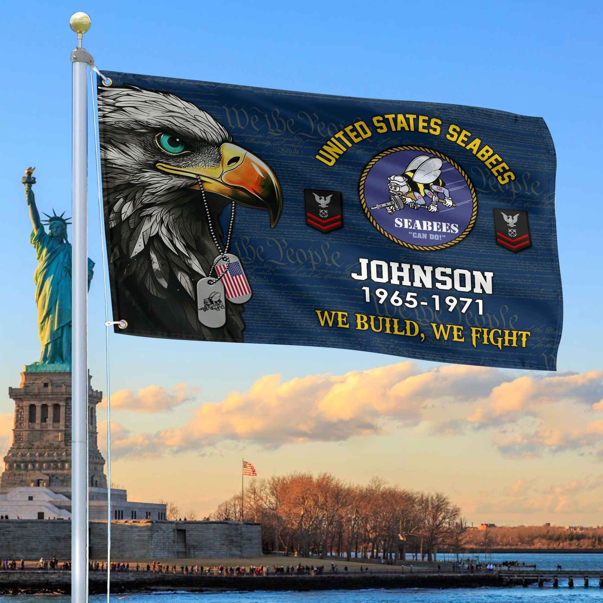 US Seabees Custom Grommet Flag VPVC108809, Gifts For Seabees Veteran, Best Gifts On Father's Day, Armed Forces Day, Independence Day, Veterans Day.