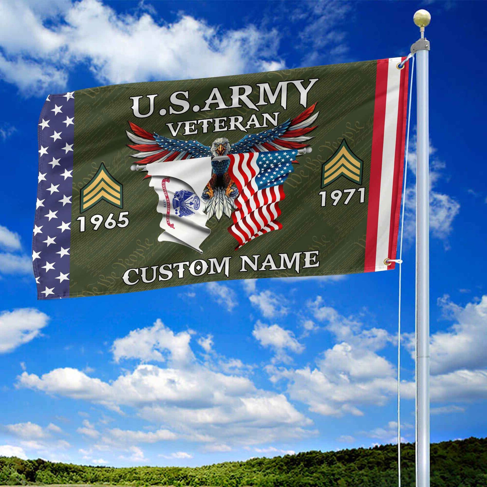 US Army Custom Grommet Flag VPVC109301, Gifts For Army Veteran, Best Gifts On Father's Day, Armed Forces Day, Independence Day, Veterans Day.