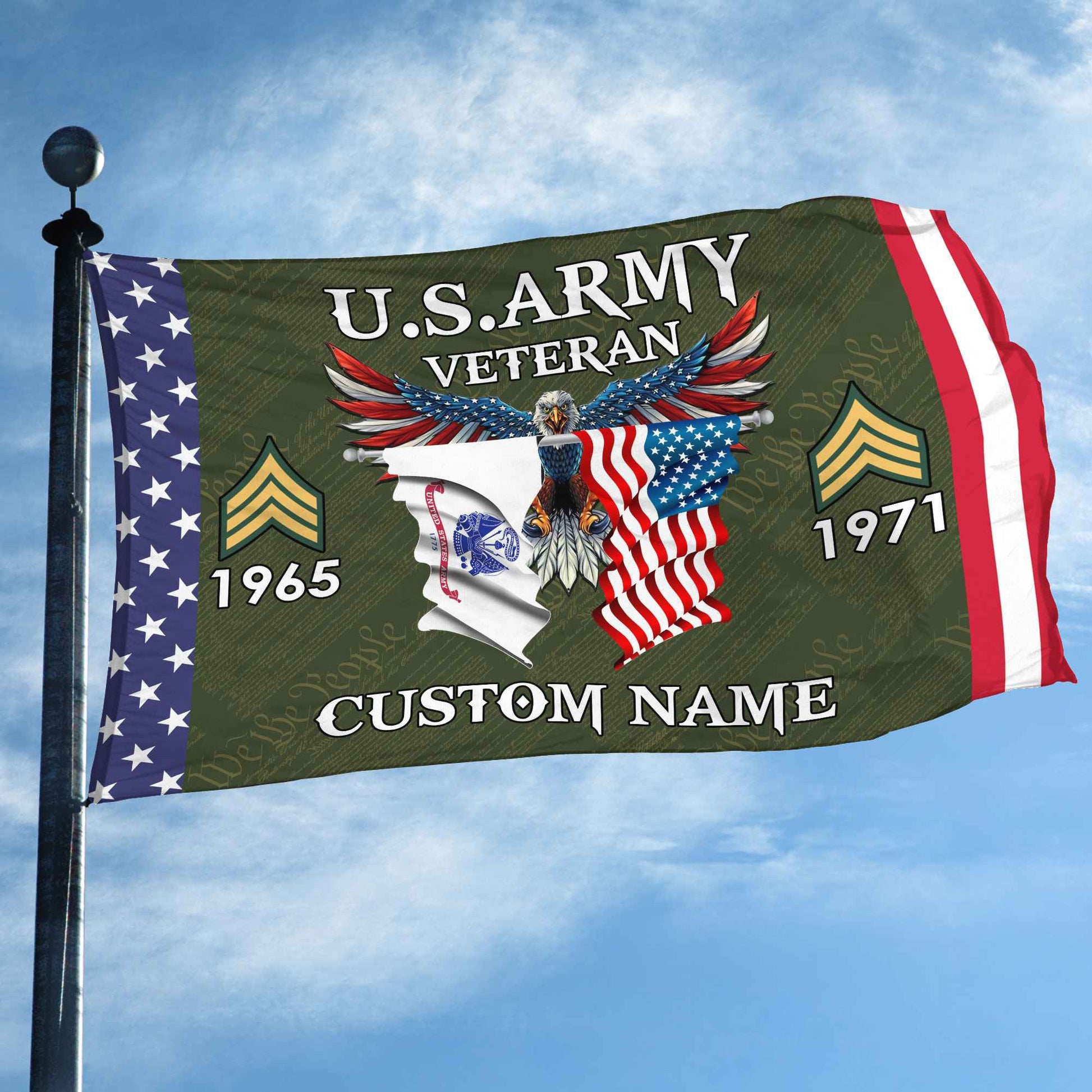 US Army Custom Grommet Flag VPVC109301, Gifts For Army Veteran, Best Gifts On Father's Day, Armed Forces Day, Independence Day, Veterans Day.