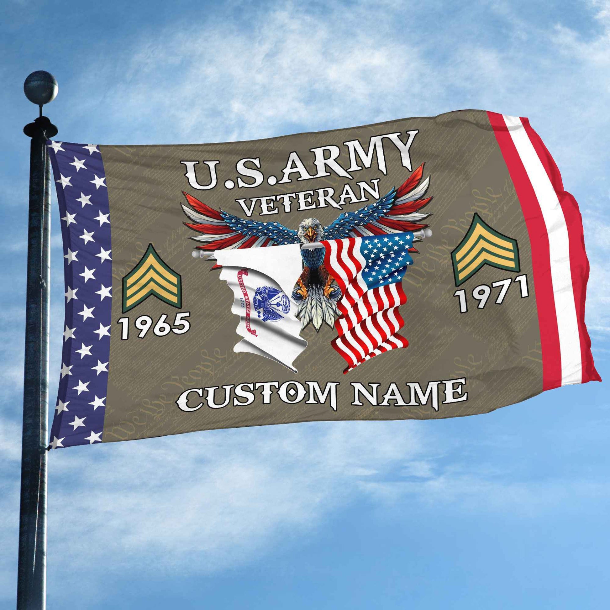 US Army Custom Grommet Flag VPVC109310, Gifts For Army Veteran, Best Gifts On Father's Day, Armed Forces Day, Independence Day, Veterans Day.