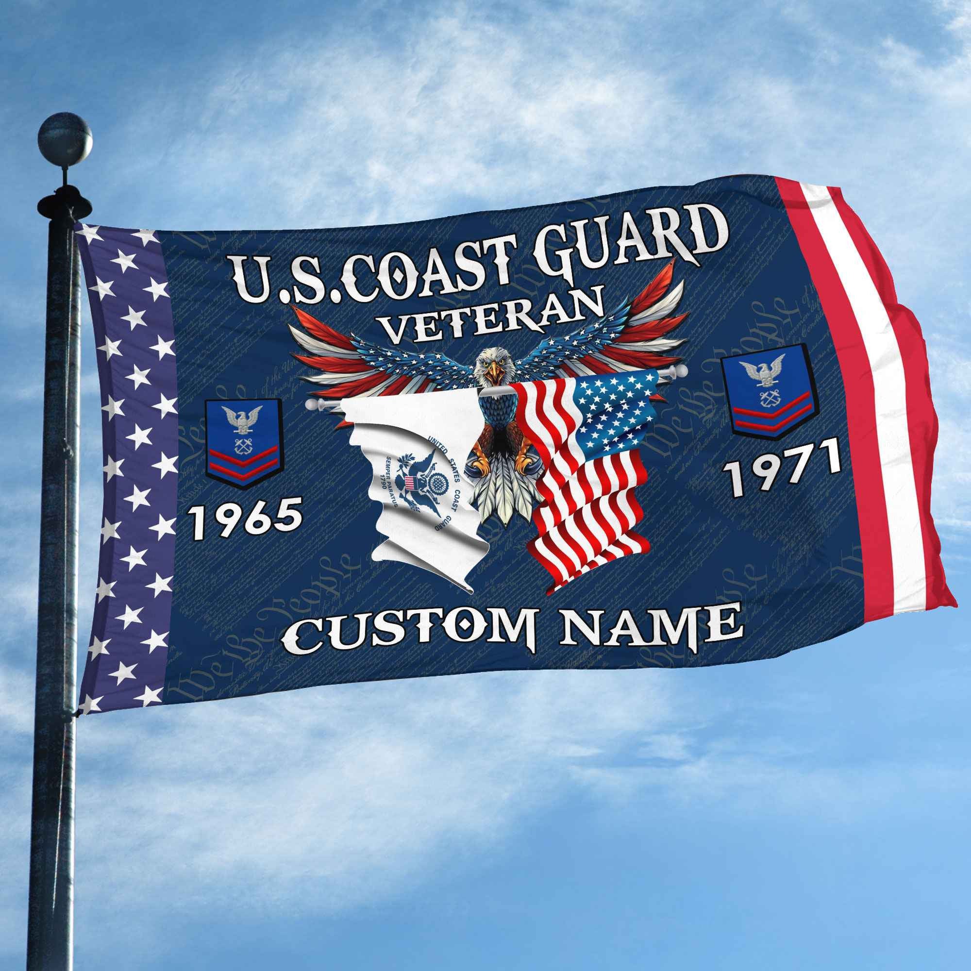 USCG Custom Grommet Flag VPVC109305, Gifts For Coast Guard Veteran, Best Gifts On Father's Day, Armed Forces Day, Independence Day, Veterans Day.