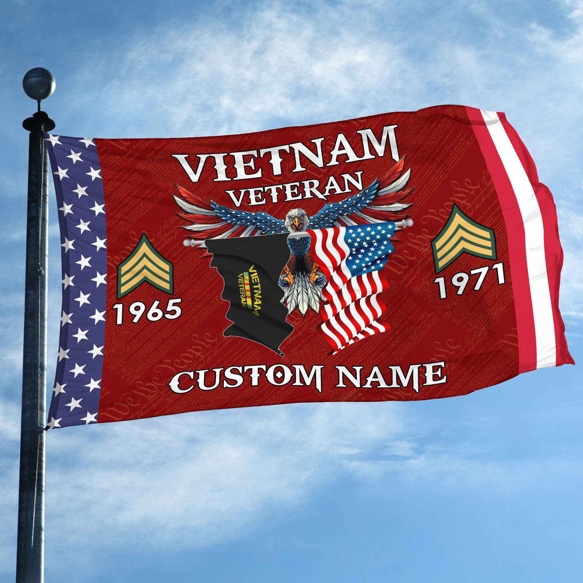 Vietnam Veteran Custom Grommet Flag VPVC109306, Gifts For Vietnam Veteran, Best Gifts On Father's Day, Armed Forces Day, Independence Day, Veterans Day.