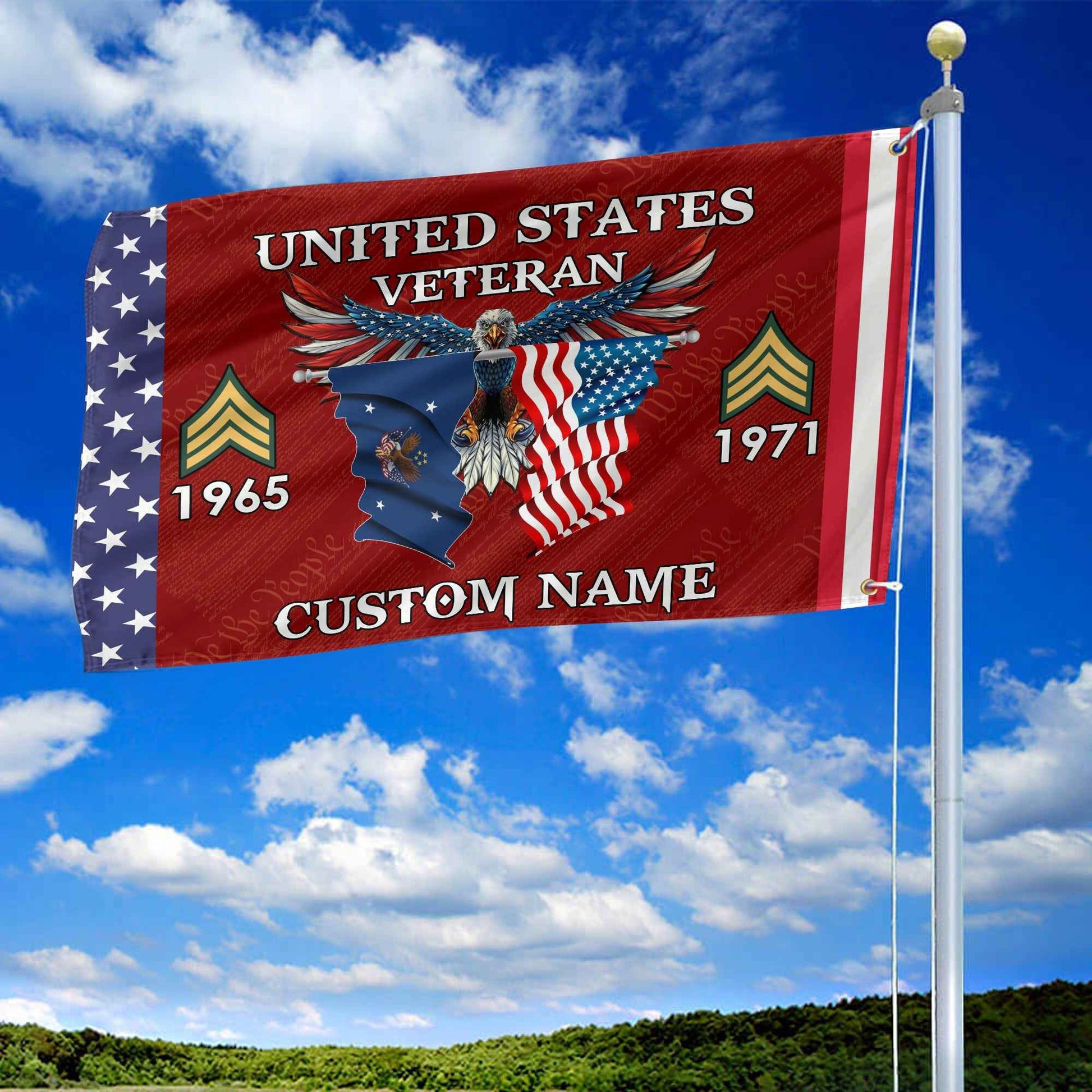 US Veteran Custom Grommet Flag VPVC109307, Gifts For US Veteran, Best Gifts On Father's Day, Armed Forces Day, Independence Day, Veterans Day.