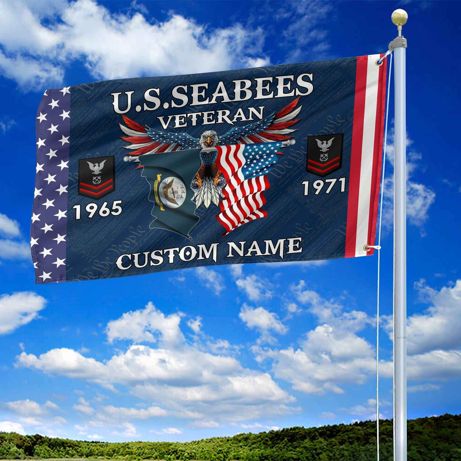 US Seabees Custom Grommet Flag VPVC109309, Gifts For Seabees Veteran, Best Gifts On Father's Day, Armed Forces Day, Independence Day, Veterans Day.
