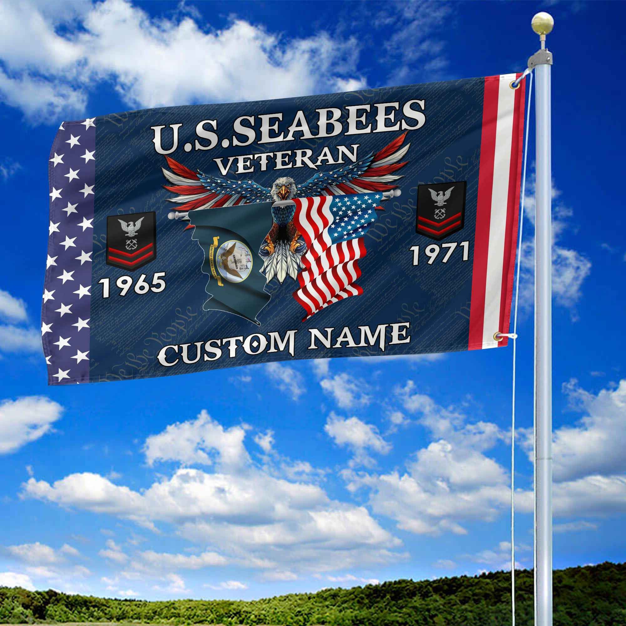 US Seabees Custom Grommet Flag VPVC109309, Gifts For Seabees Veteran, Best Gifts On Father's Day, Armed Forces Day, Independence Day, Veterans Day.