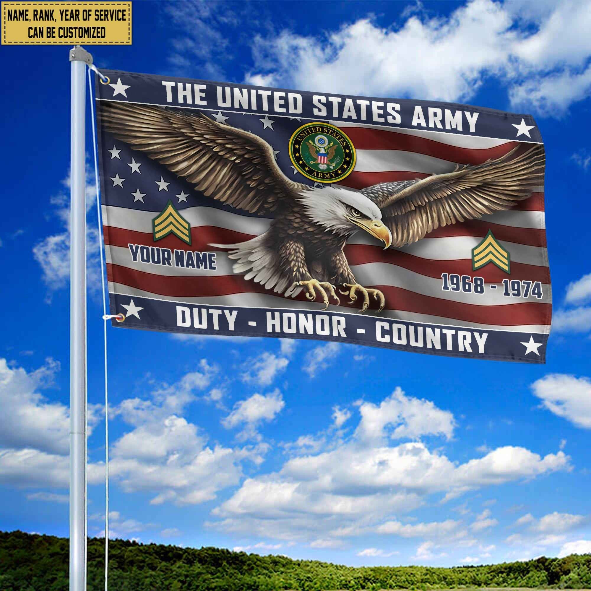 US Army Custom Grommet Flag VPVC105401, Gifts For Army Veteran, Best Gifts On Father's Day, Armed Forces Day, Independence Day, Veterans Day.
