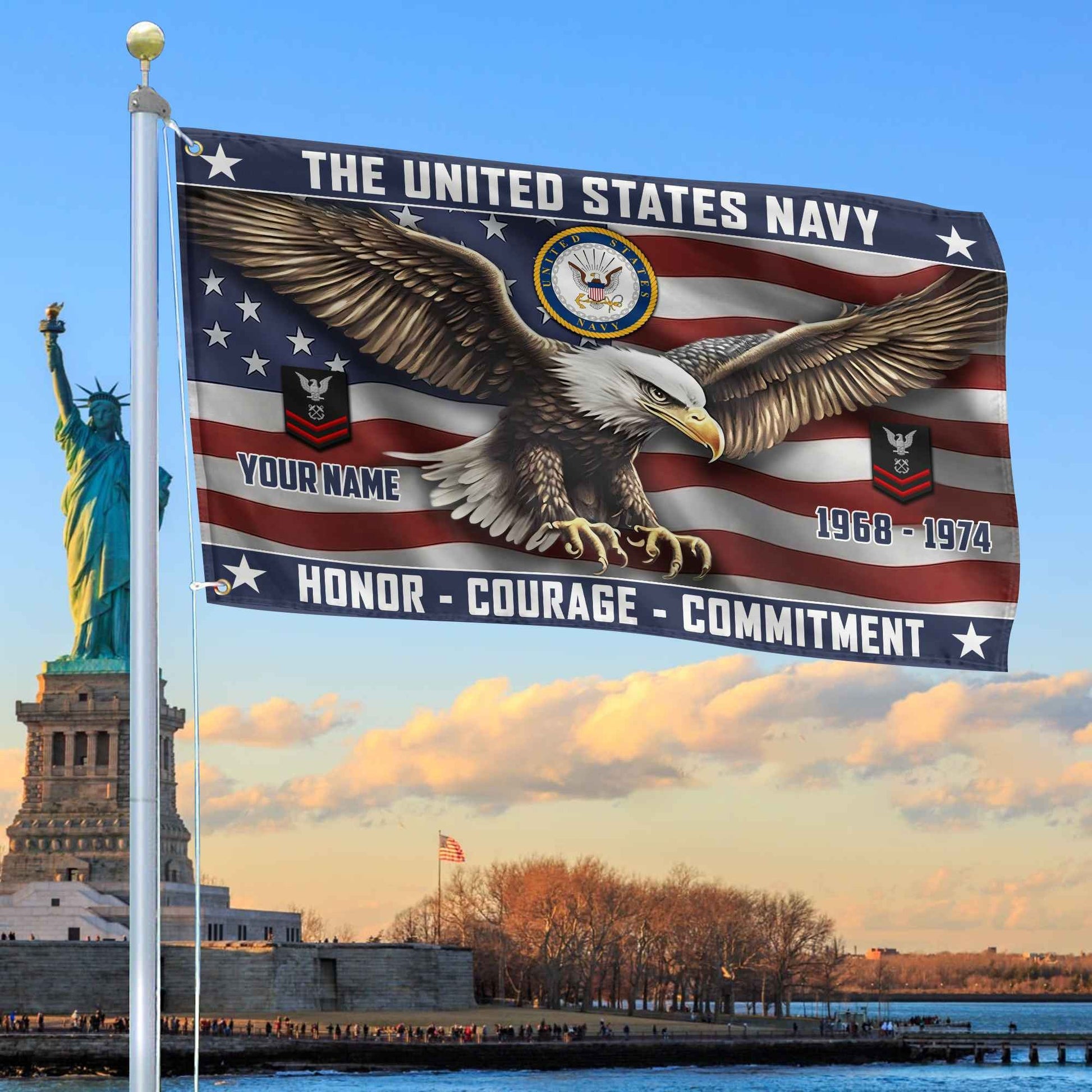 US Navy Custom Grommet Flag VPVC105402, Gifts For Navy Veteran, Best Gifts On Father's Day, Armed Forces Day, Independence Day, Veterans Day.