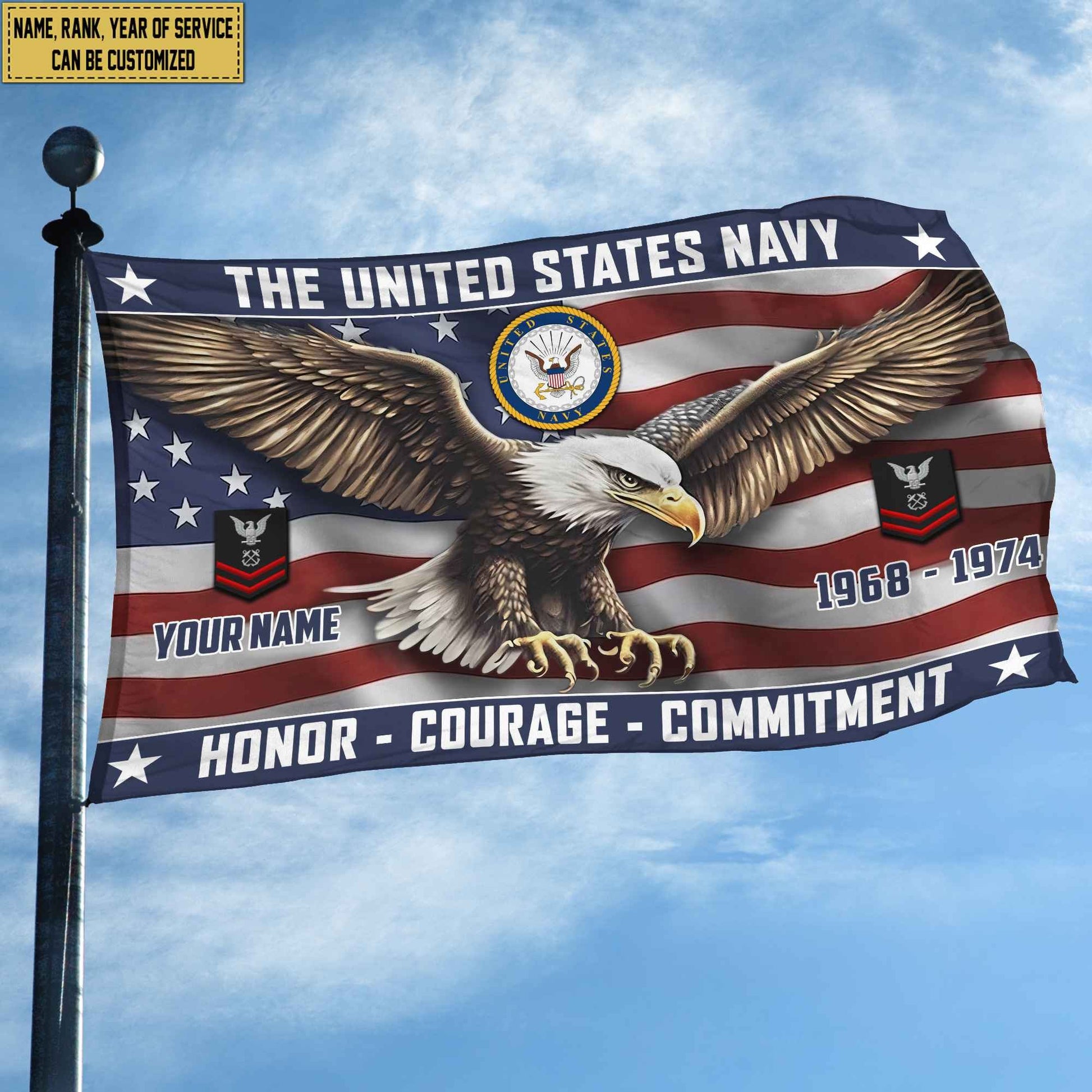 US Navy Custom Grommet Flag VPVC105402, Gifts For Navy Veteran, Best Gifts On Father's Day, Armed Forces Day, Independence Day, Veterans Day.