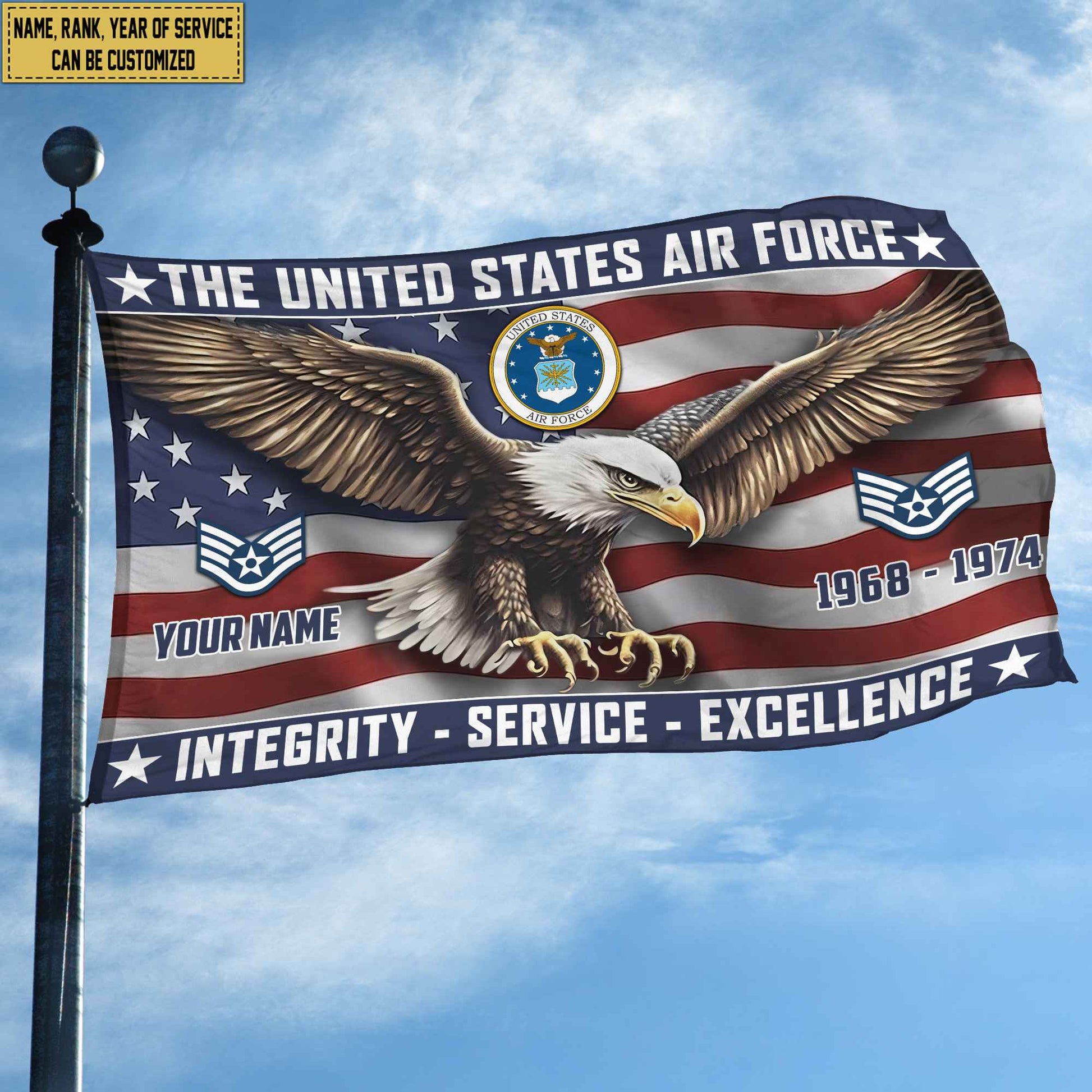 USAF Custom Grommet Flag VPVC105404, Gifts For Air Force Veteran, Best Gifts On Father's Day, Armed Forces Day, Independence Day, Veterans Day.