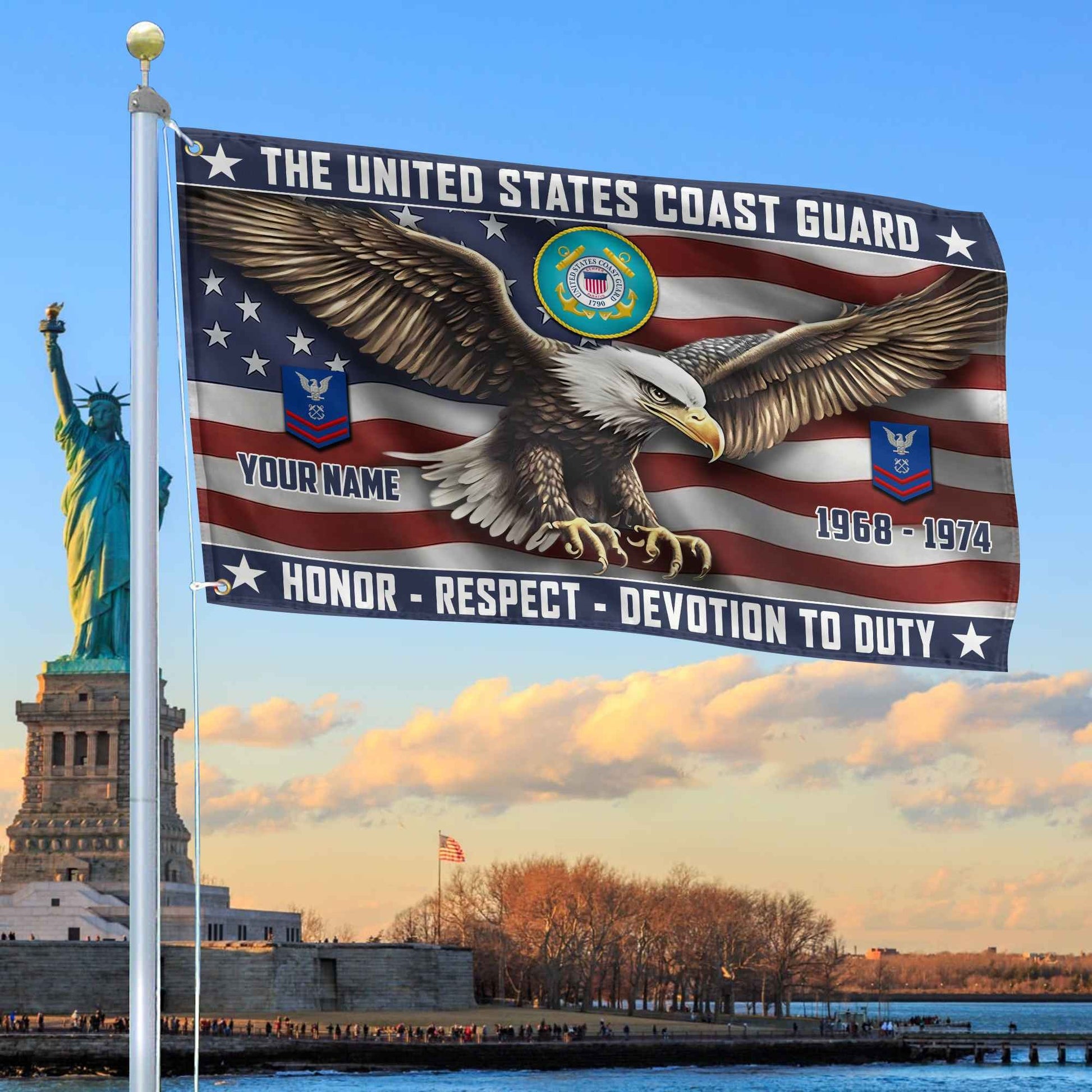 USCG Custom Grommet Flag VPVC105405, Gifts For Coast Guard Veteran, Best Gifts On Father's Day, Armed Forces Day, Independence Day, Veterans Day.