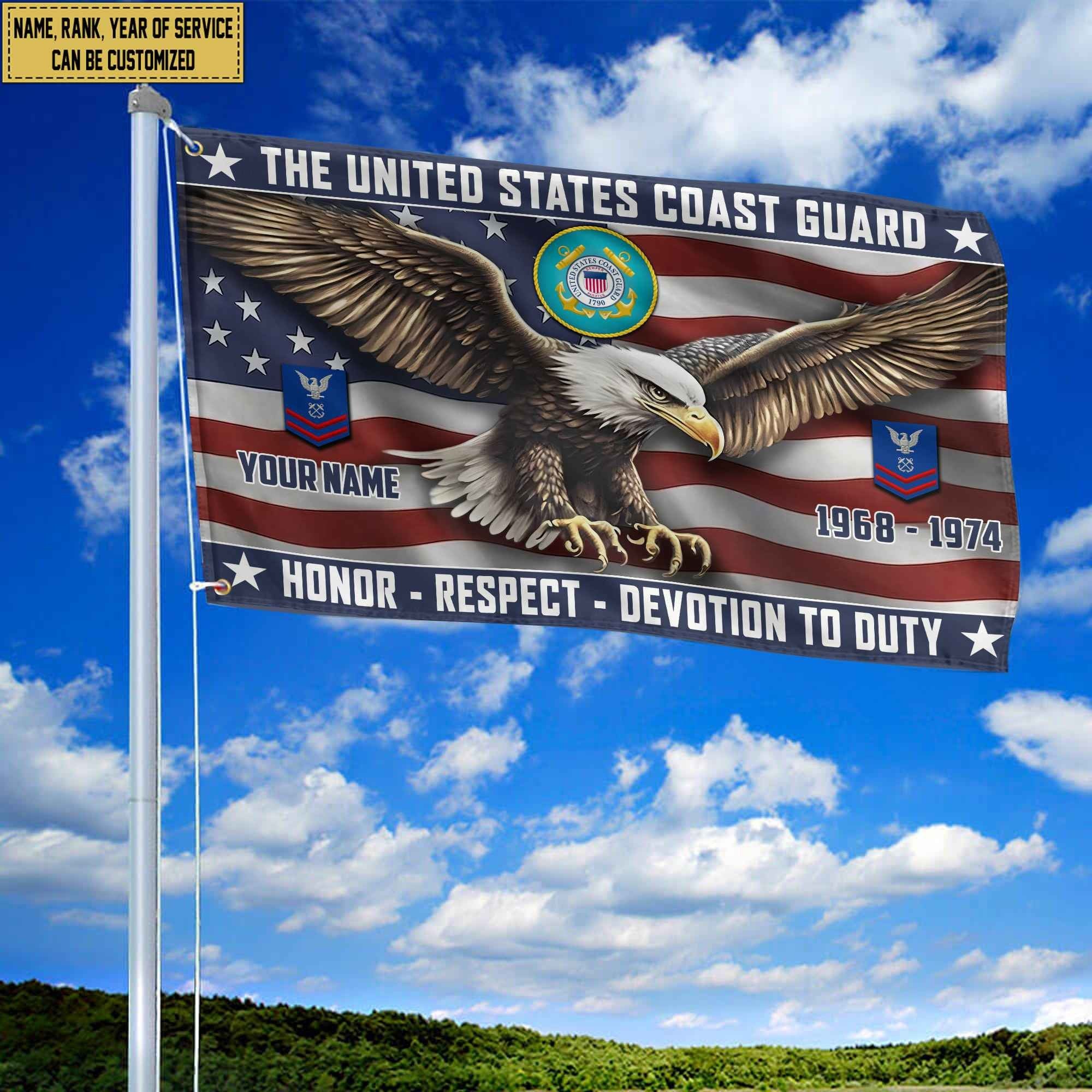USCG Custom Grommet Flag VPVC105405, Gifts For Coast Guard Veteran, Best Gifts On Father's Day, Armed Forces Day, Independence Day, Veterans Day.