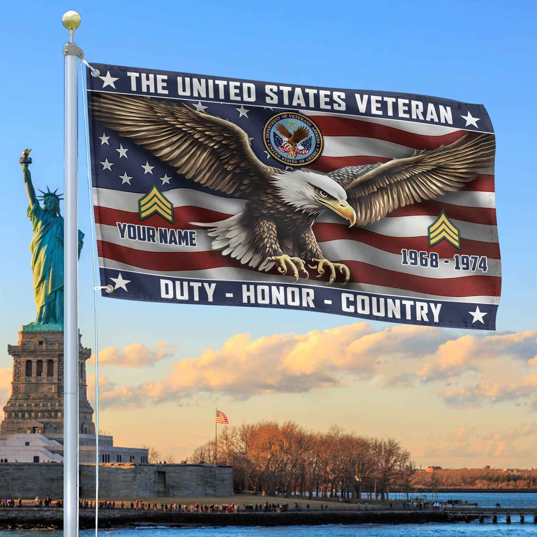 US Veteran Custom Grommet Flag VPVC105407, Gifts For US Veteran, Best Gifts On Father's Day, Armed Forces Day, Independence Day, Veterans Day.