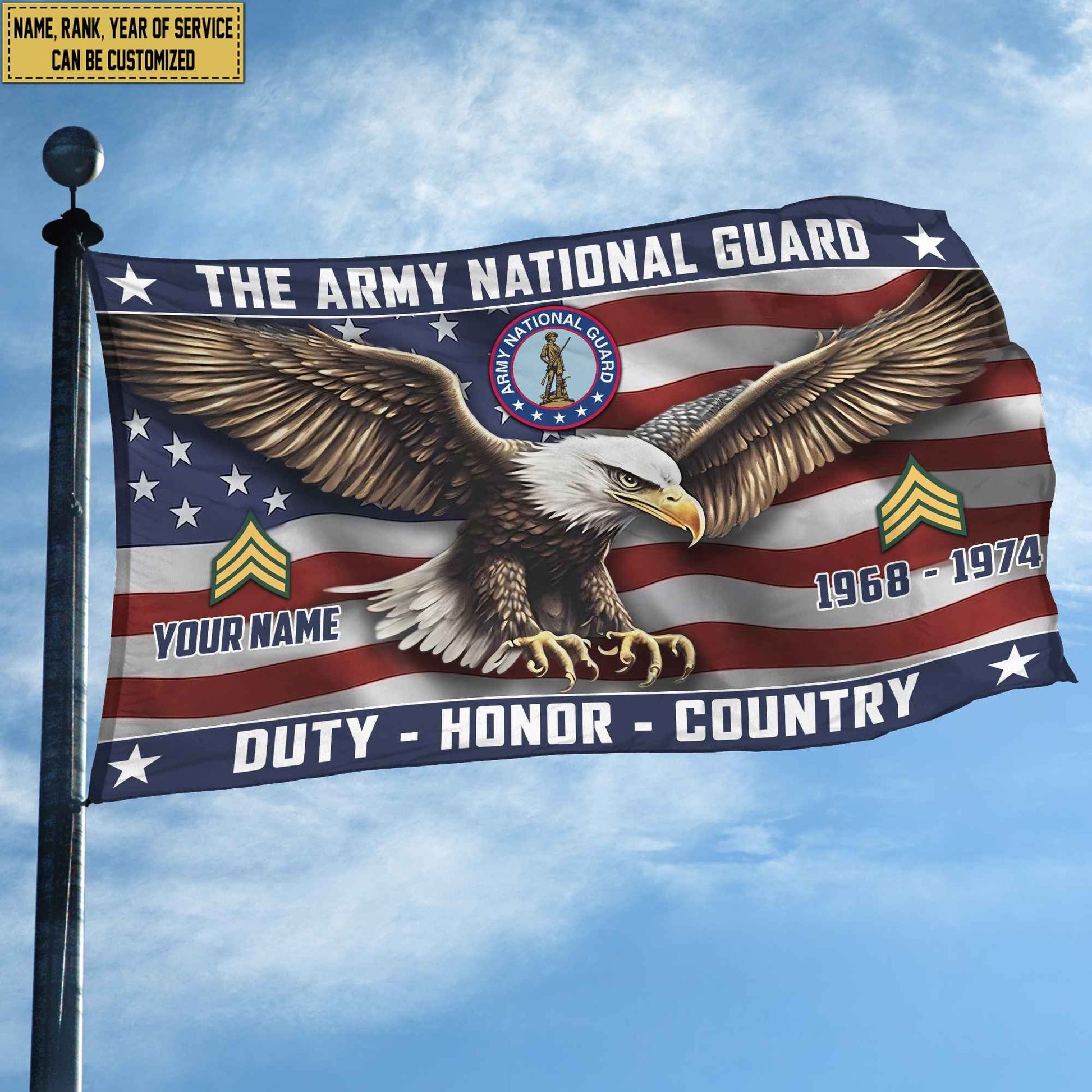 US Army National Guard Custom Grommet Flag VPVC105408, Gifts For Army National Guard Veteran, Best Gifts On Father's Day, Armed Forces Day, Independence Day, Veterans Day.