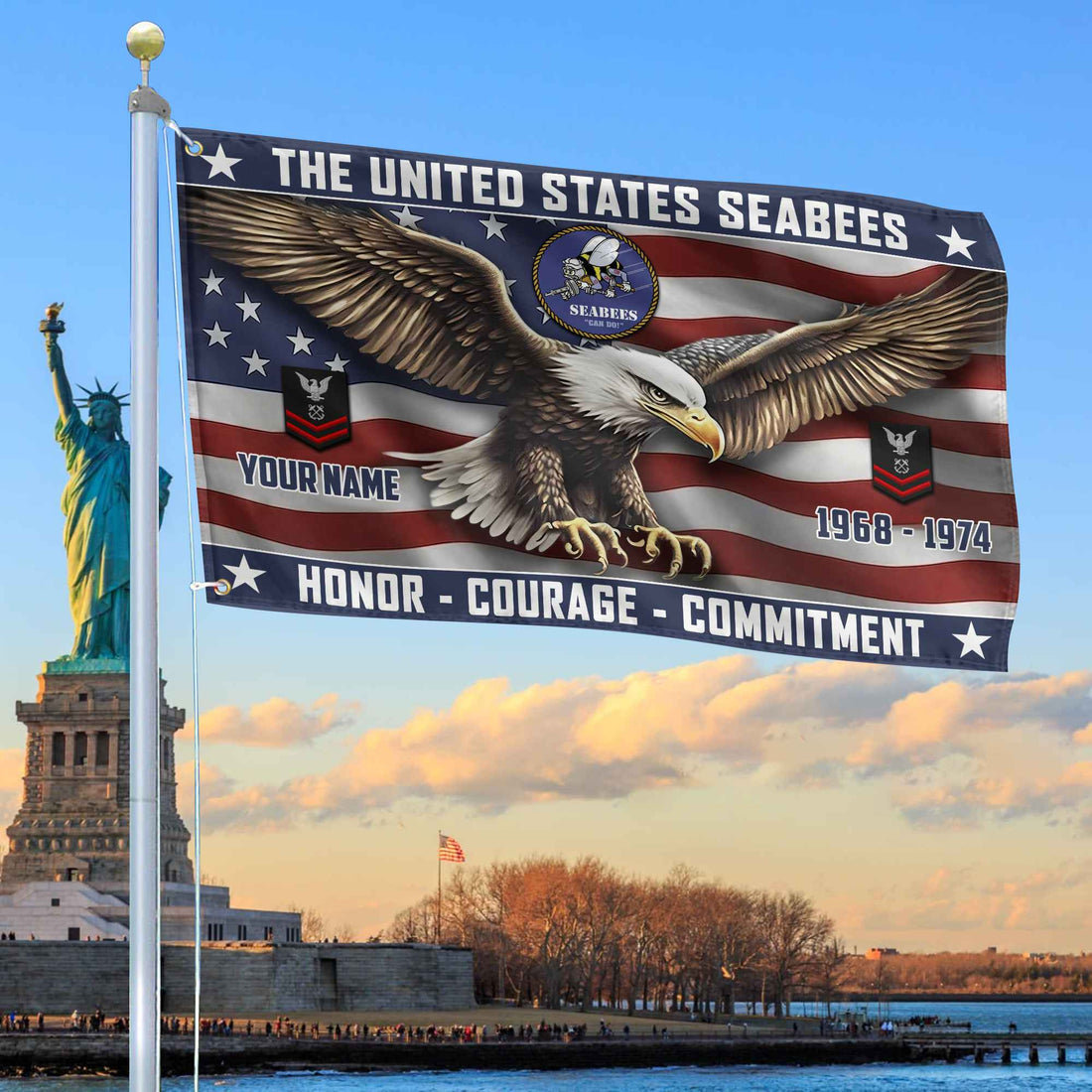 US Seabees Custom Grommet Flag VPVC105409, Gifts For Seabees Veteran, Best Gifts On Father's Day, Armed Forces Day, Independence Day, Veterans Day.