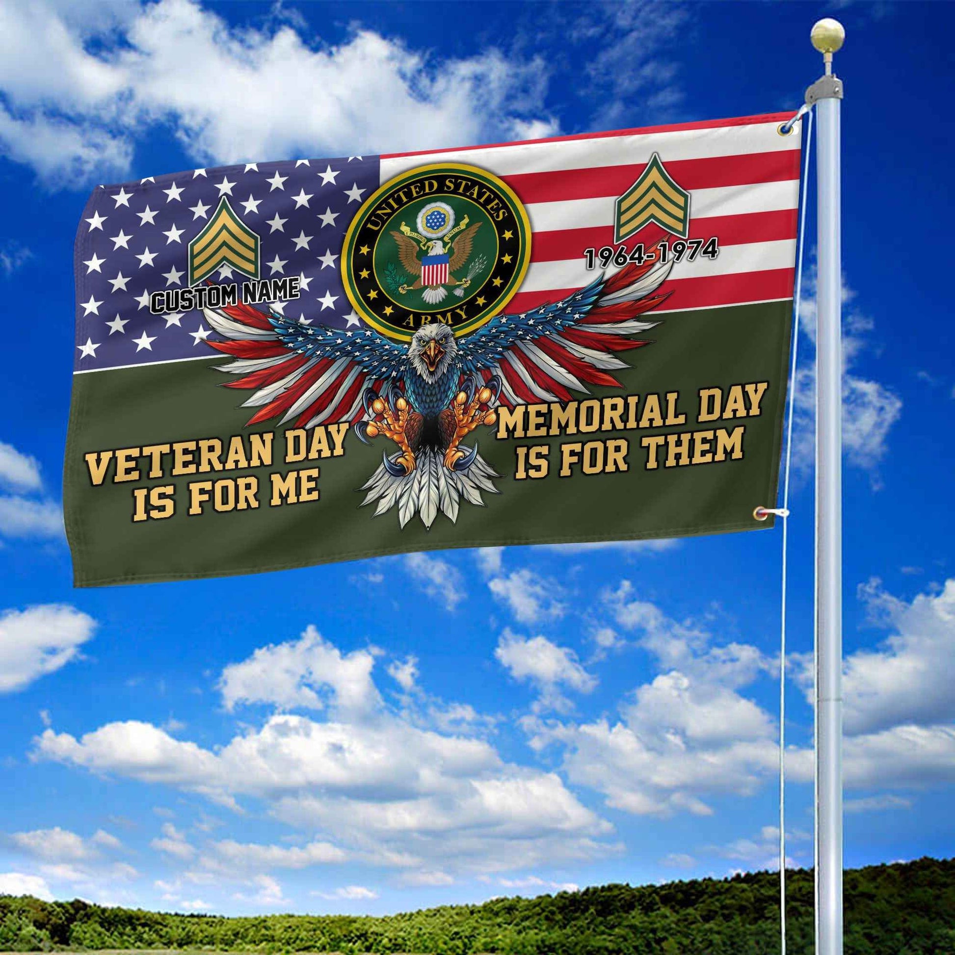 US Army Custom Grommet Flag VPVC106801, Gifts For Army Veteran, Best Gifts On Father's Day, Armed Forces Day, Independence Day, Veterans Day.