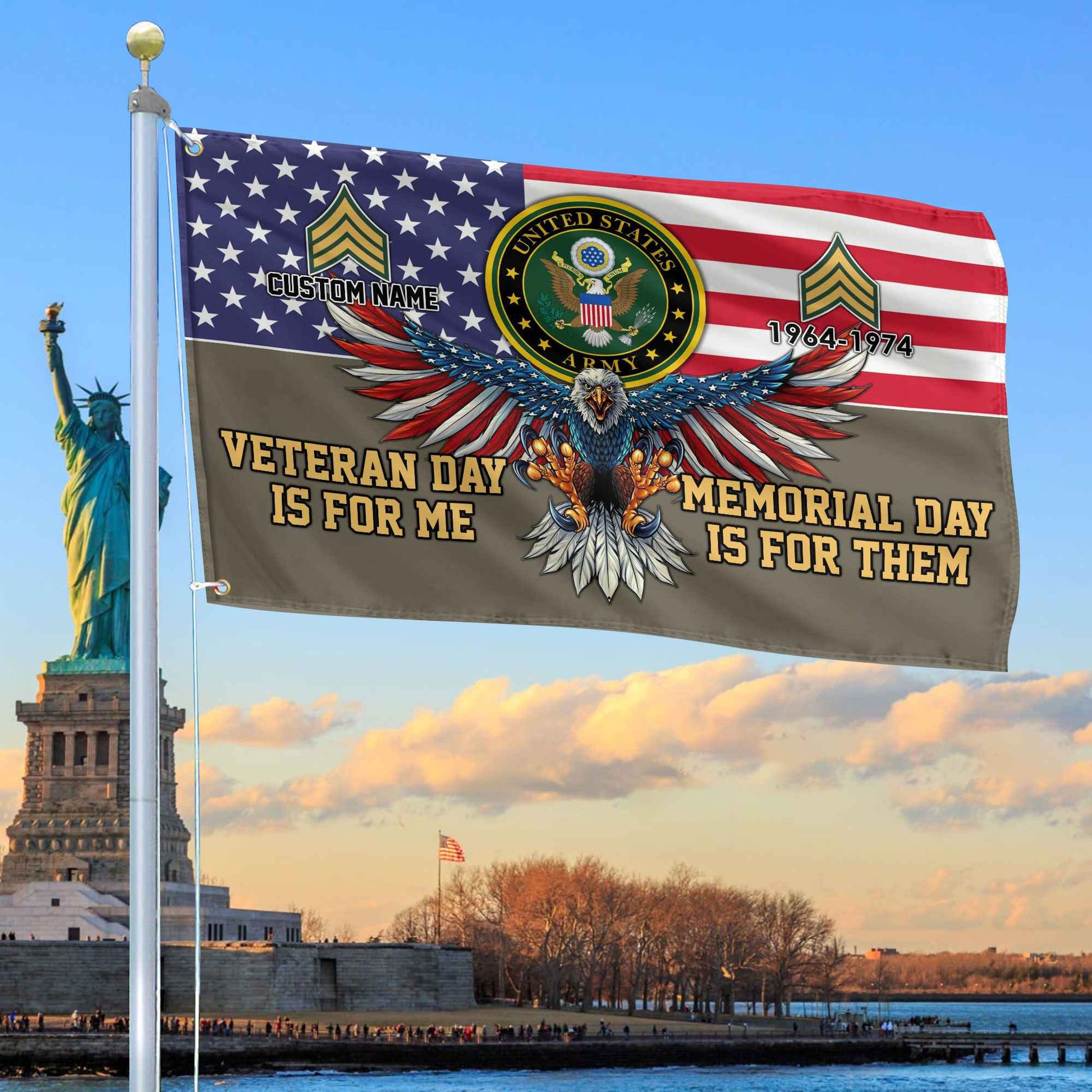 US Army Custom Grommet Flag VPVC106810, Gifts For Army Veteran, Best Gifts On Father's Day, Armed Forces Day, Independence Day, Veterans Day.