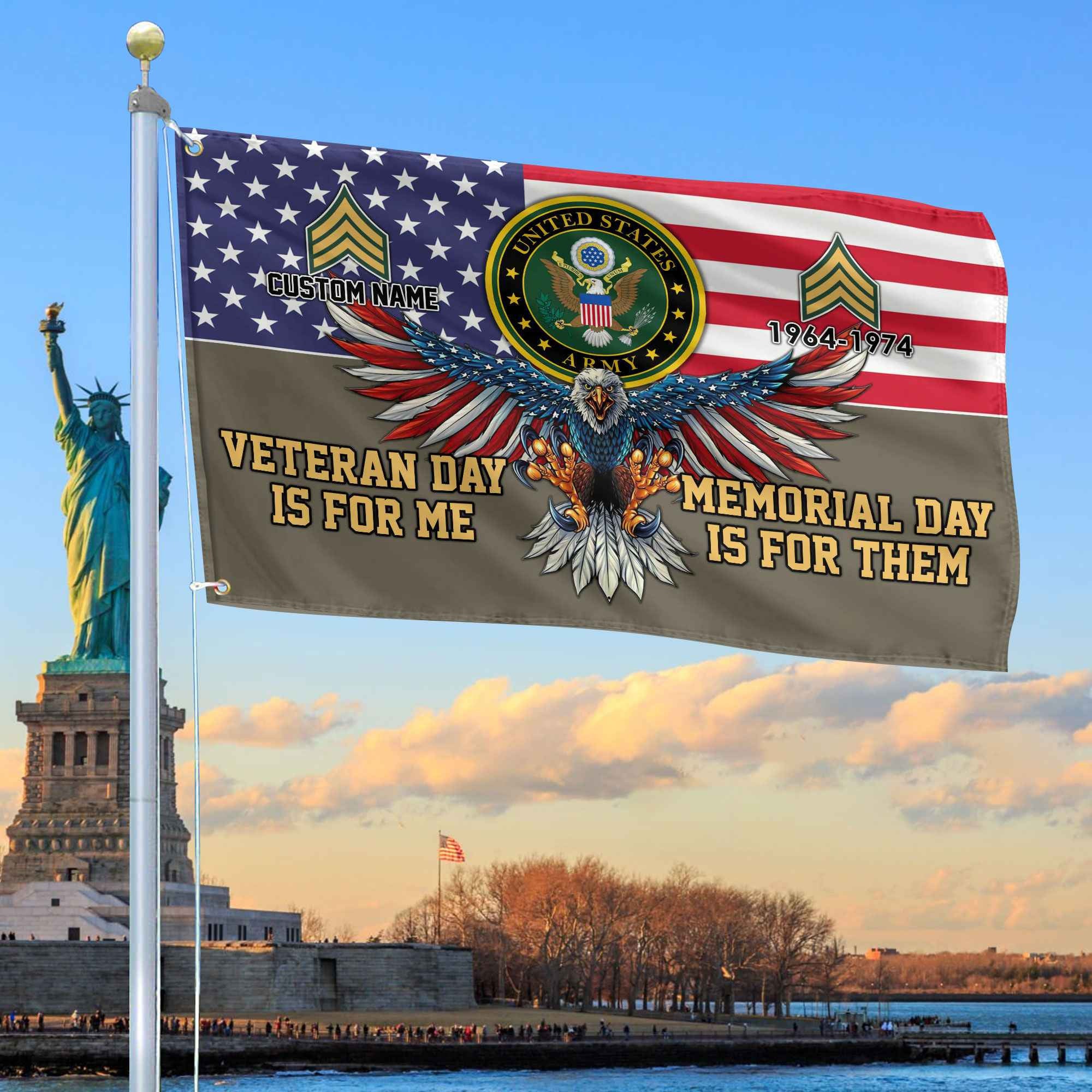 US Army Custom Grommet Flag VPVC106810, Gifts For Army Veteran, Best Gifts On Father's Day, Armed Forces Day, Independence Day, Veterans Day.