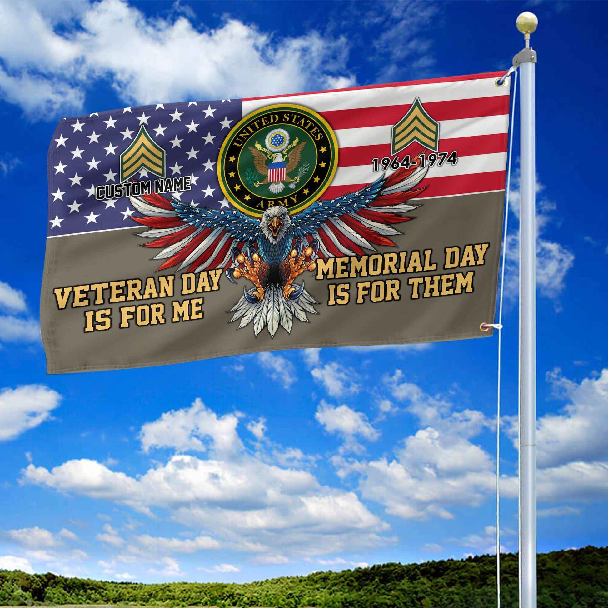 US Army Custom Grommet Flag VPVC106810, Gifts For Army Veteran, Best Gifts On Father's Day, Armed Forces Day, Independence Day, Veterans Day.