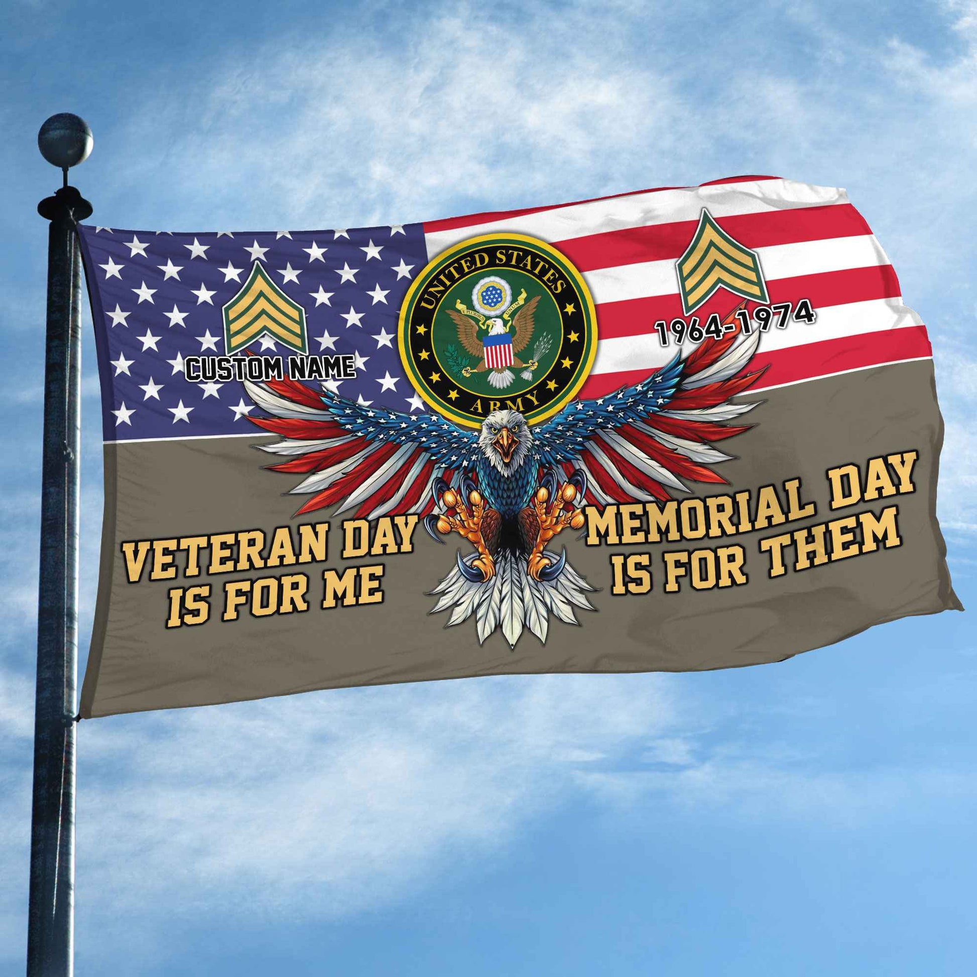 US Army Custom Grommet Flag VPVC106810, Gifts For Army Veteran, Best Gifts On Father's Day, Armed Forces Day, Independence Day, Veterans Day.