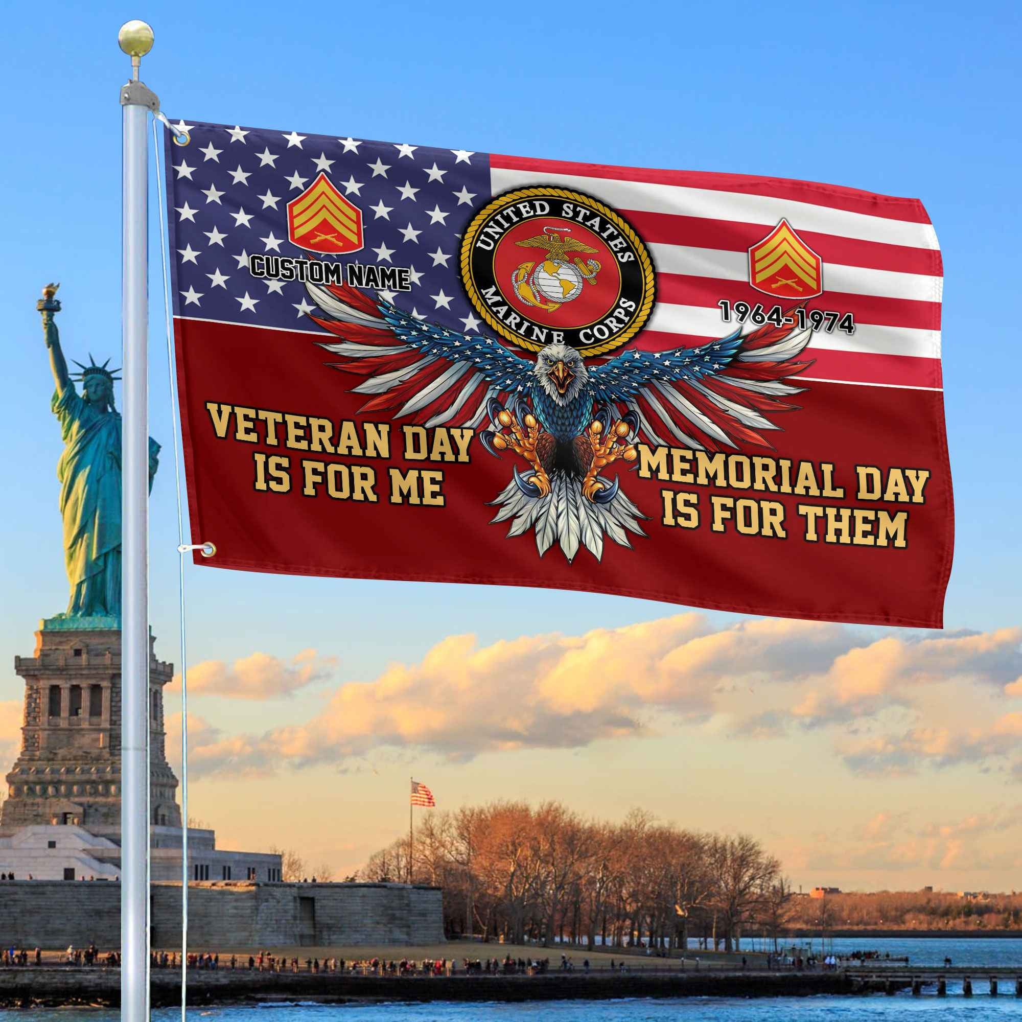 USMC Custom Grommet Flag VPVC106803, Gifts For Marine Veteran, Best Gifts On Father's Day, Armed Forces Day, Independence Day, Veterans Day.