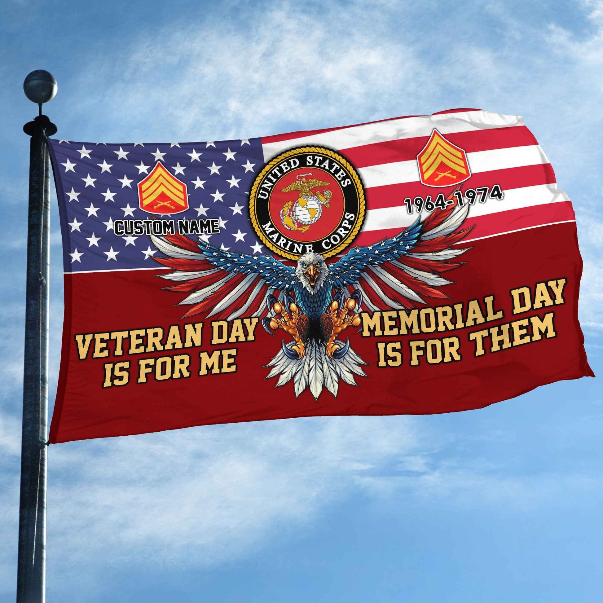 USMC Custom Grommet Flag VPVC106803, Gifts For Marine Veteran, Best Gifts On Father's Day, Armed Forces Day, Independence Day, Veterans Day.